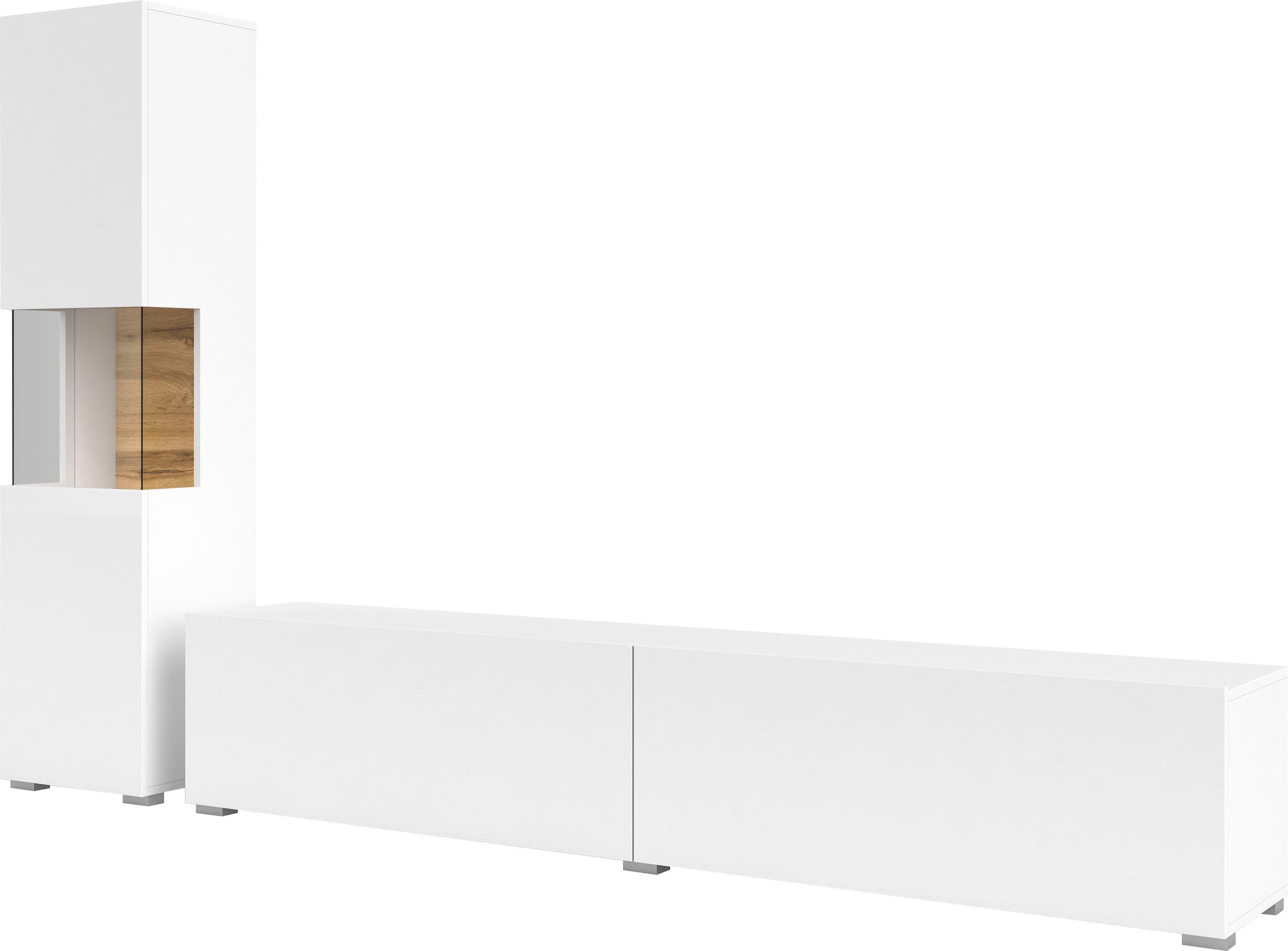 INOSIGN Wohnwand »Ava, Wohnzimmer-Set hängend/stehend montierbar, Vitrine, Lowboard«, 2-tlg.
