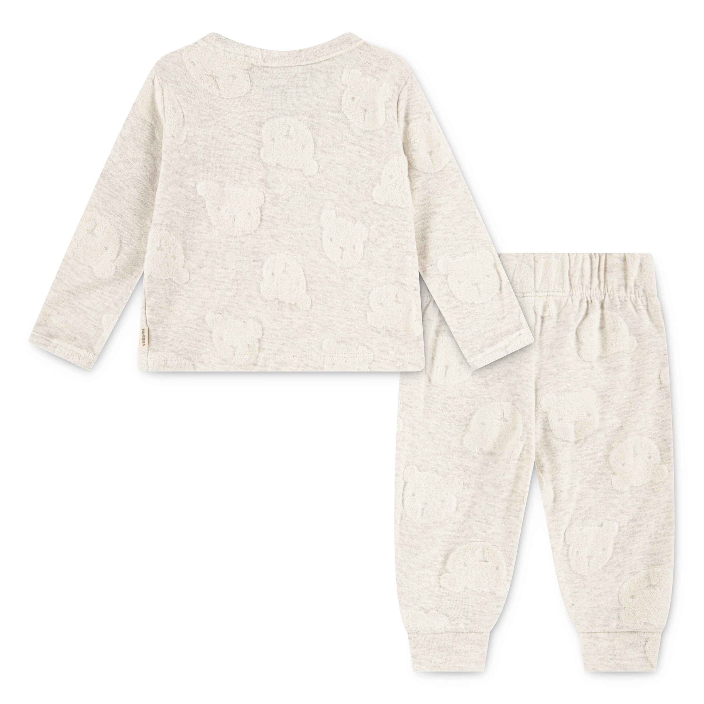HUGGIES babywear Langarmshirt & Hose »HUGB PANT SET« Set, 2 Stk. mit Bärchen-Motiv, melierte Optik