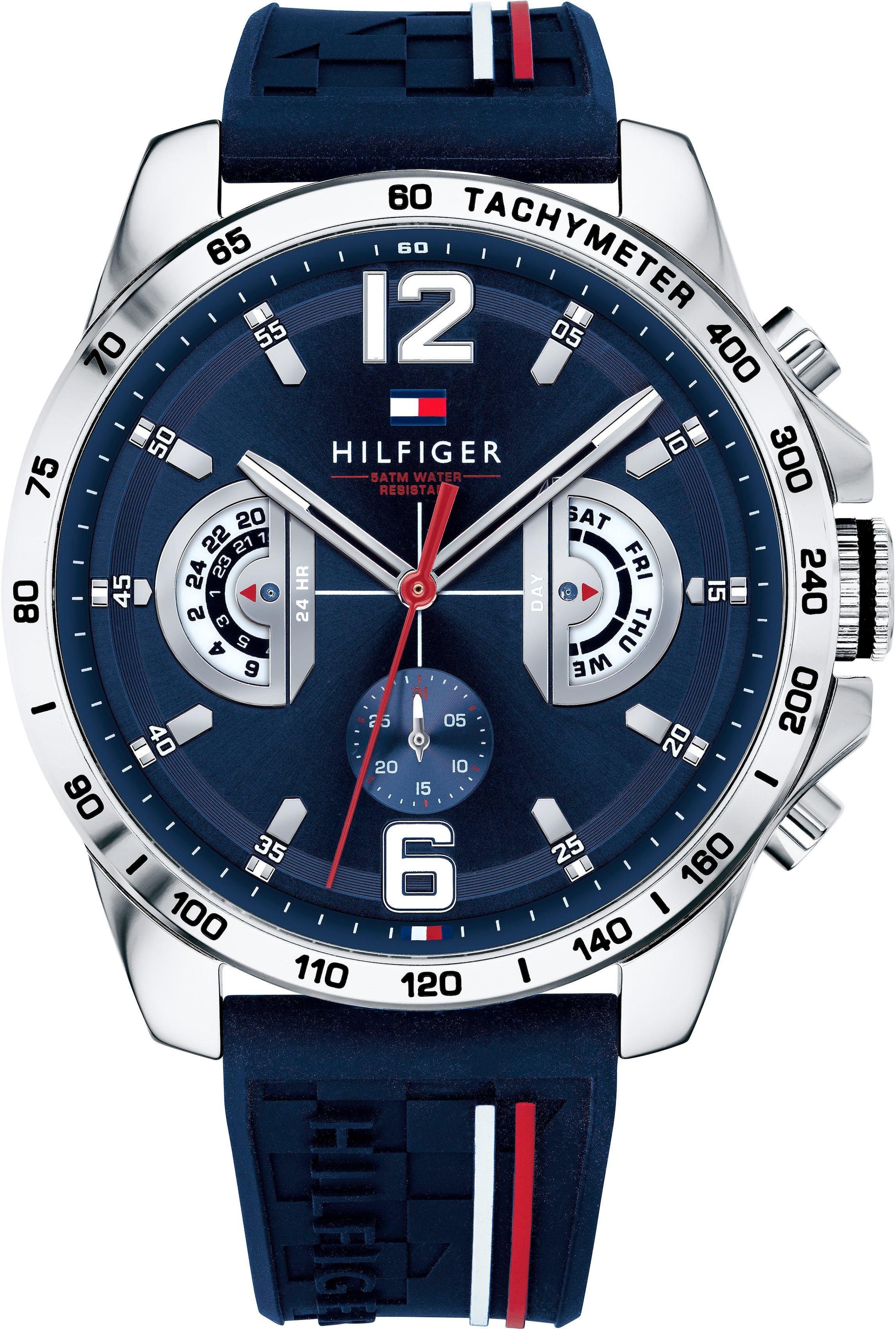 Tommy Hilfiger Multifunktionsuhr »DECKER«, Quarzuhr, Armbanduhr, Herrenuhr, Datum, Silikonarmband