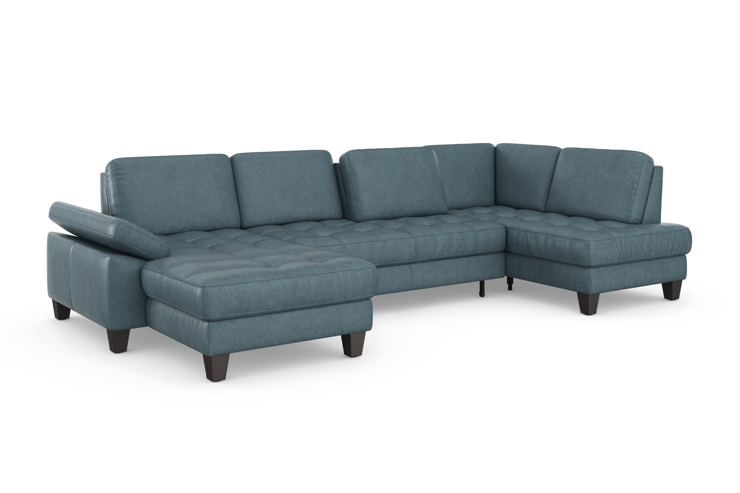 Wohnlandschaft SIT & MORE "Westham U-Form", bunt (graublau), B:338cm H:88cm T:172cm, 100% Polyester, Sofas, Wohnlandschaft, wahlweise mit Bettfunktion, Bettkasten, Sitztiefenverstellung 6