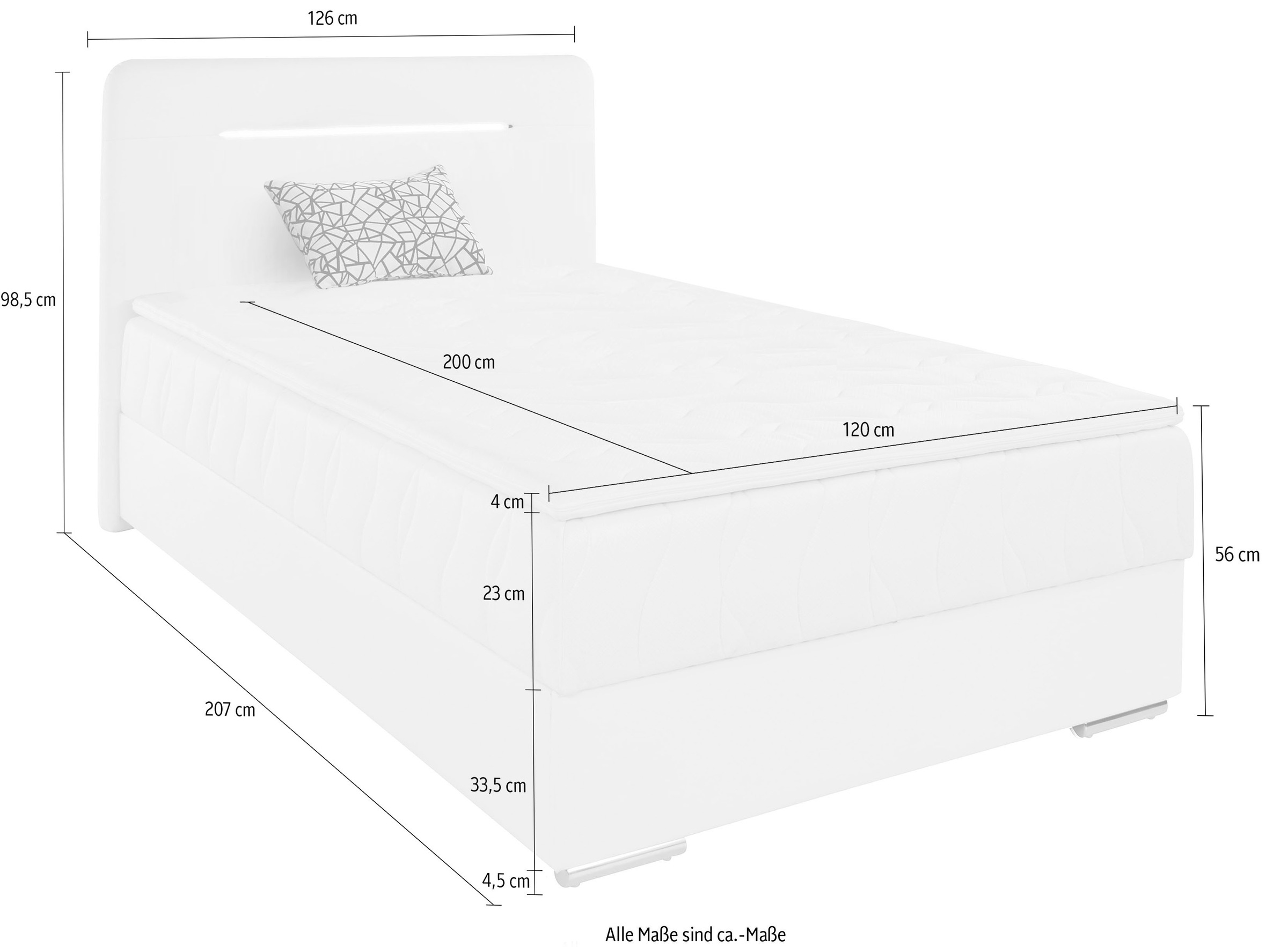 COTTA Boxbett »Lighstar«, inklusive LED-Beleuchtung, Topper, Bettkasten und Zierkissen