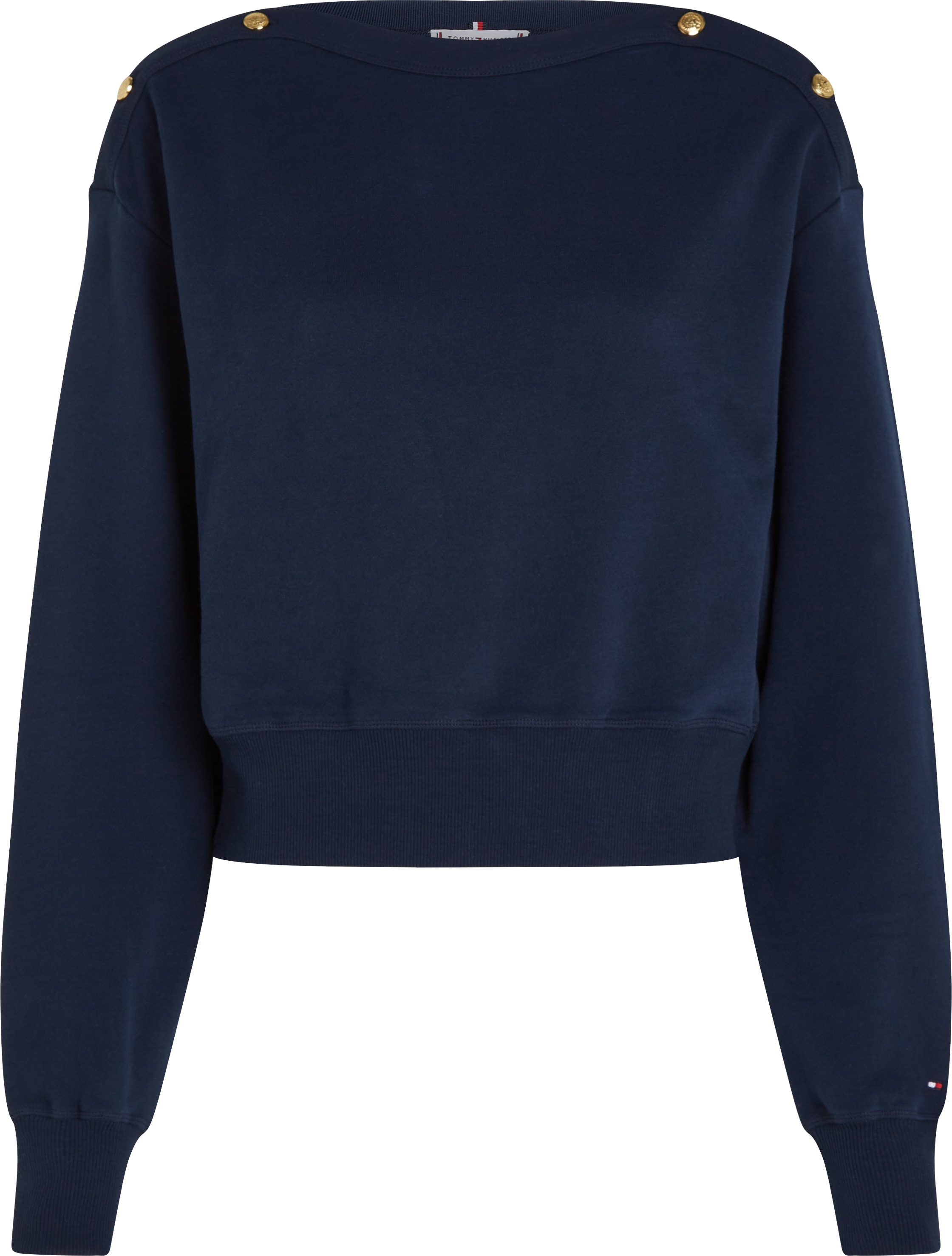 Sweatshirt »CRV GOLD BTN BOAT-NK SWTSHRT«, in Großen Größen, mit goldfarbenem Knopf,...