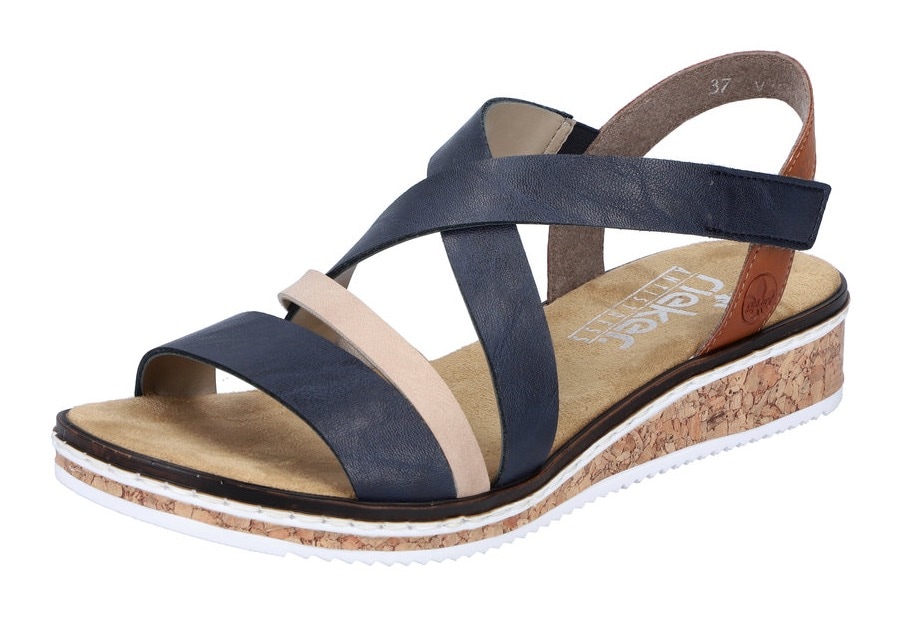 Rieker Sandale, Sommerschuh, Sandalette, Keilabsatz, mit Klettriemchen