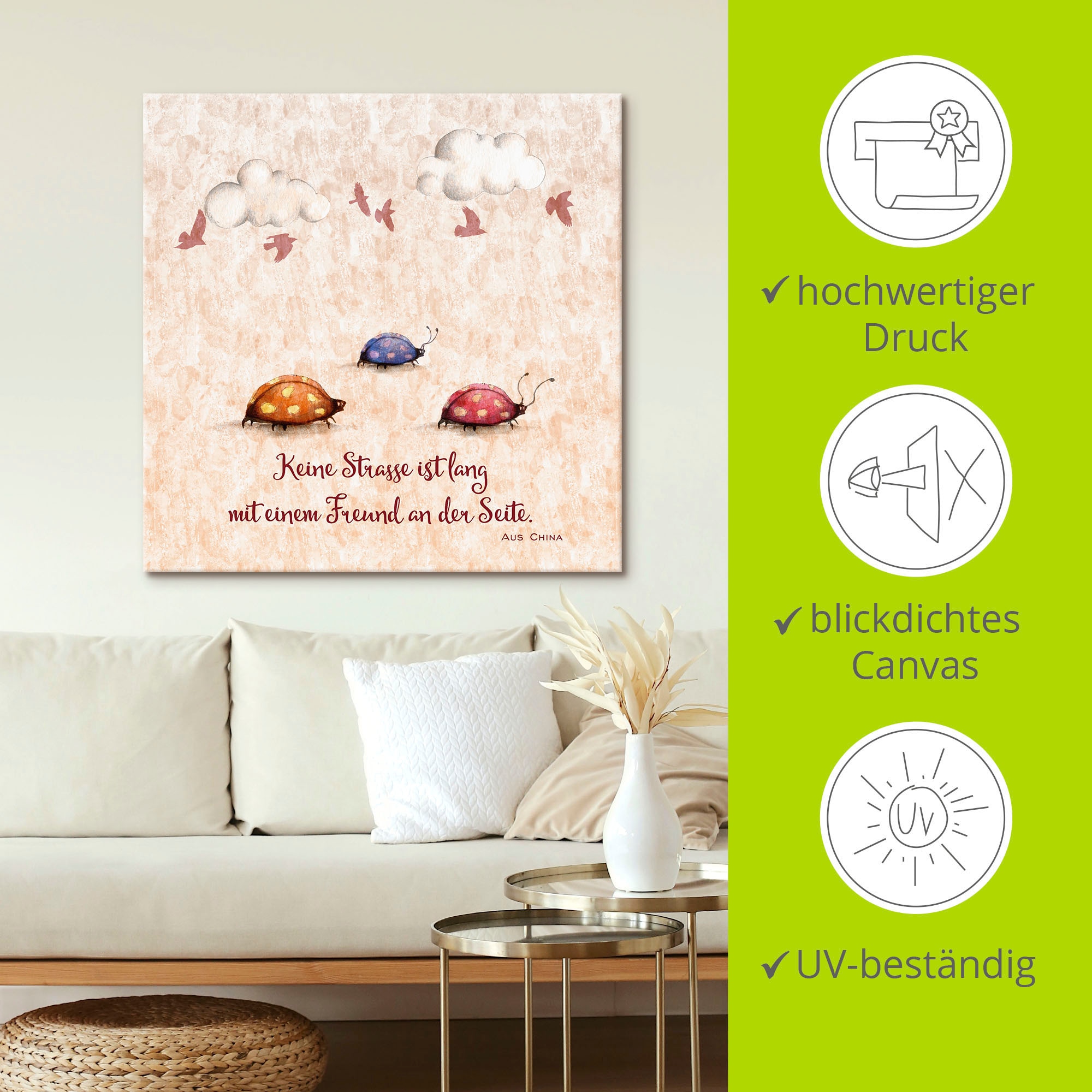 Artland Wandbild »Lebensweisheit Freunde«, Tiere, (1 St.), als Alubild, Outdoorbild, Leinwandbild, Poster, Wandaufkleber