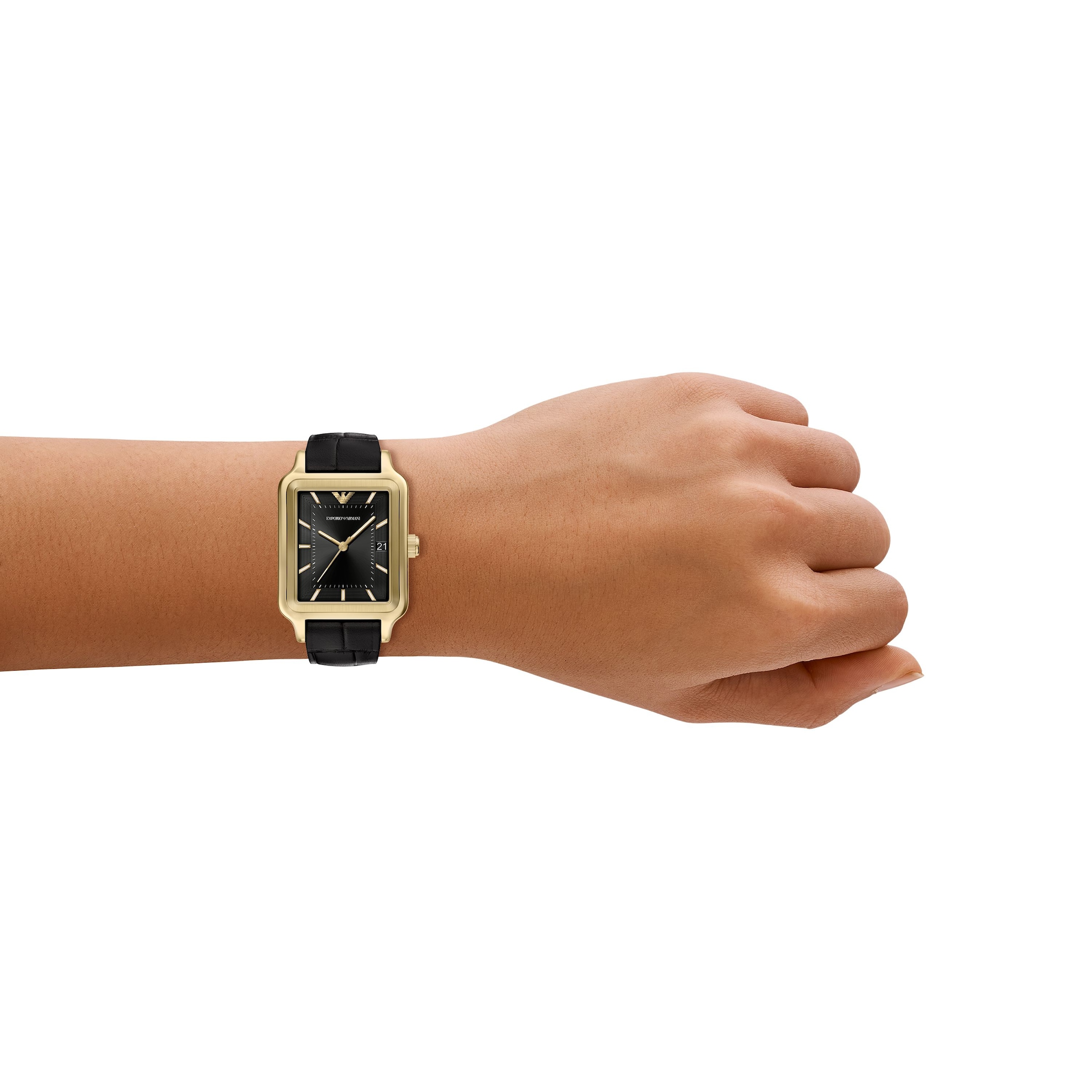 Emporio Armani Quarzuhr Armbanduhr, Damenuhr, Herrenuhr, Lederarmband, analog, Tag