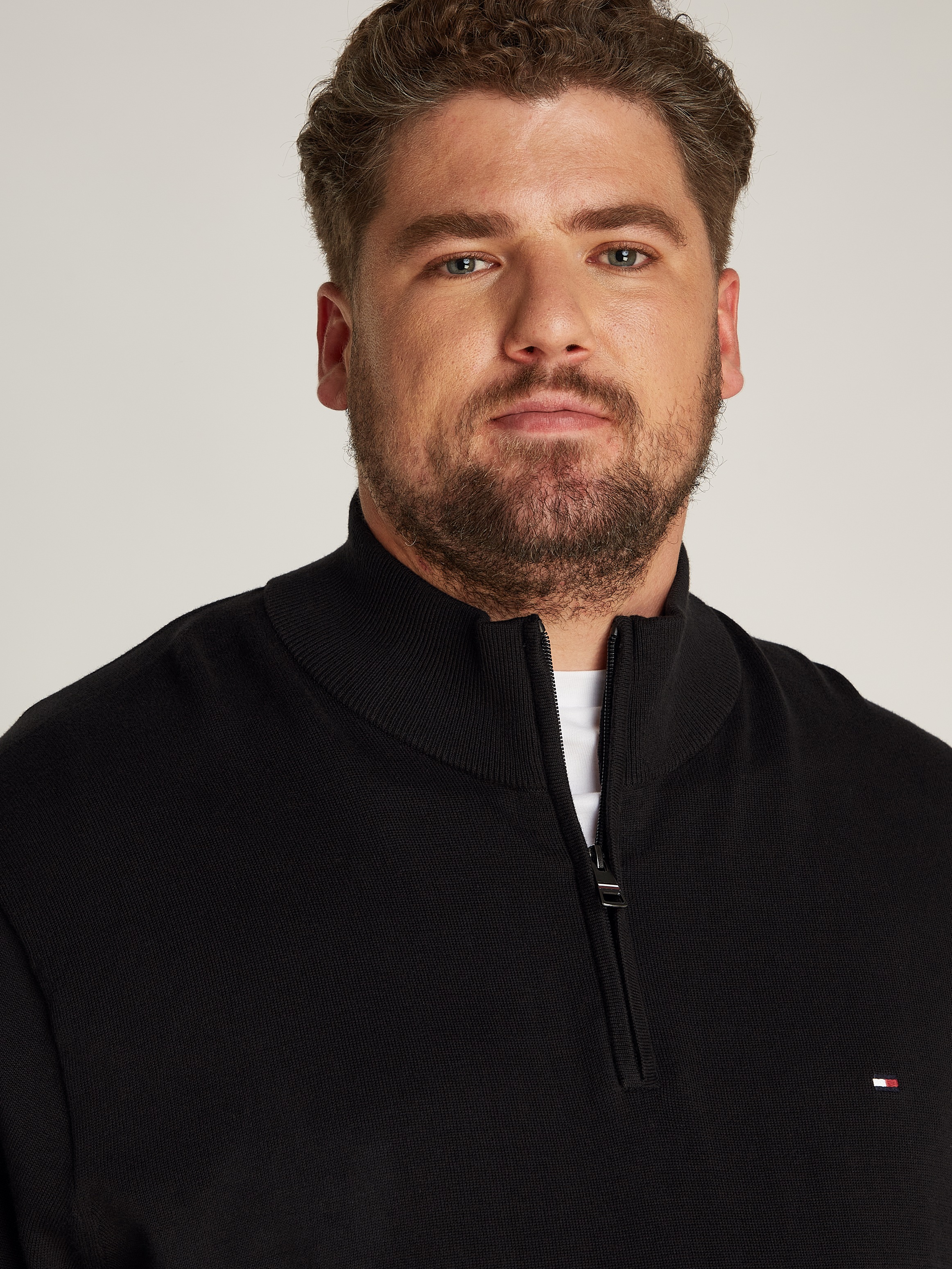 Thumbnail - Tommy Hilfiger Big & Tall Stehkragenpullover "BT-ESSENTIAL COTTON ZIP MOCK-B", Großen Größen