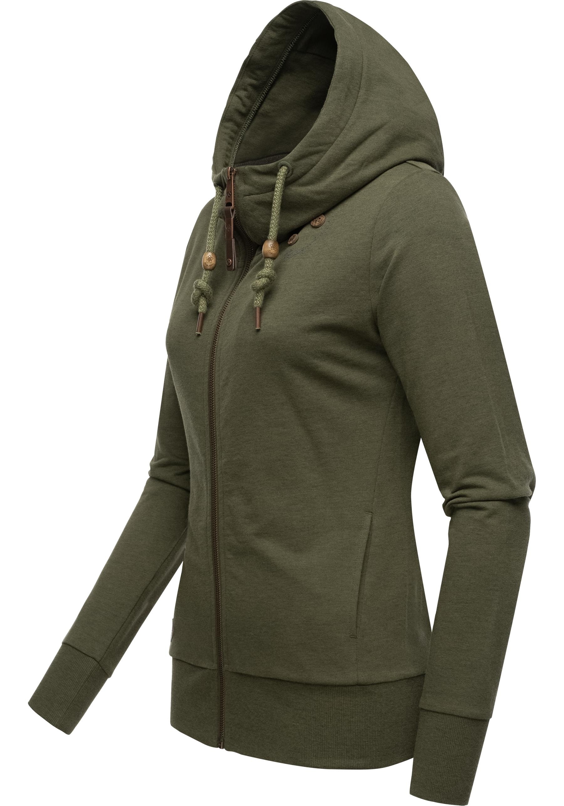 Ragwear Kapuzensweatjacke »Paya Intl.«, sportlicher Damen Kapuzensweater mit Kordeln