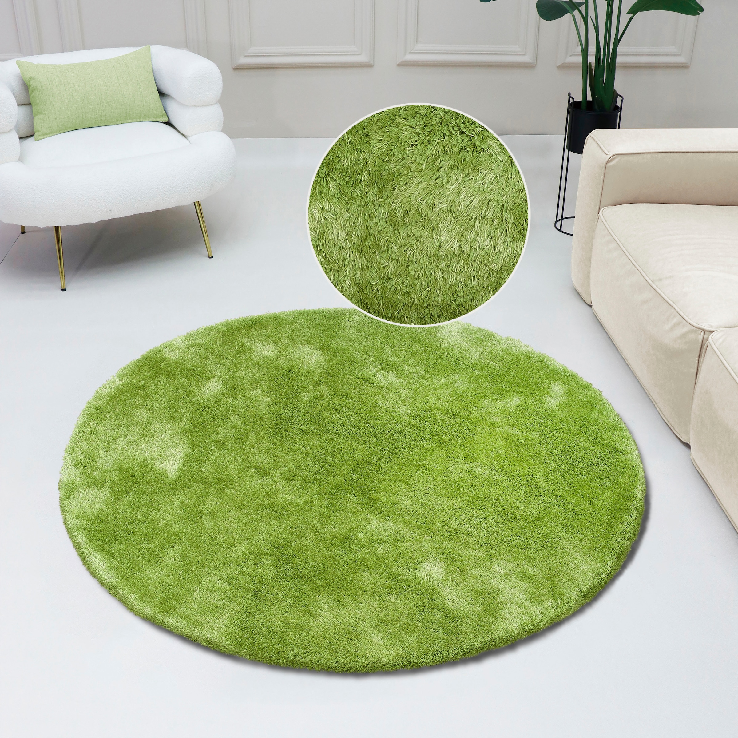 Bruno Banani Teppich "Dana Teppich, besonders weich und kuschelig, Kundenliebling" rund 30 mm Höhe uni, Mikrofaser Teppiche, Wohnzimmer, Schlafzimmer, Esszimmer