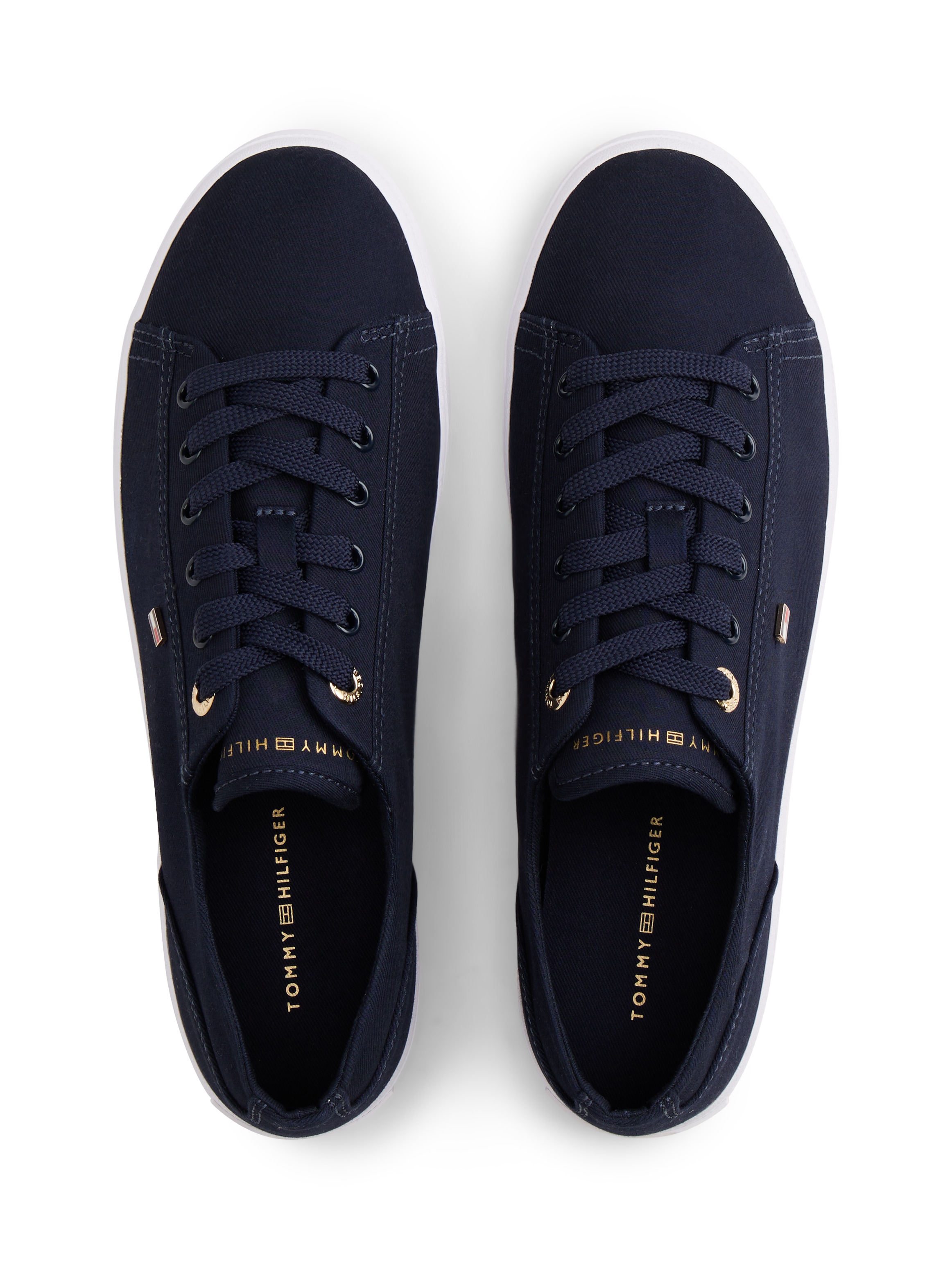 Tommy Hilfiger Plateausneaker »TH FOXING SNEAKER CANVAS«  Freizeitschuh, Halbschuh, Schnürer mit Logostickerei - schmale Form