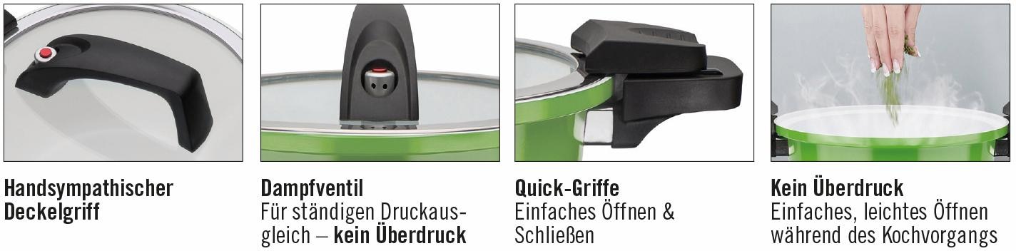 Induktion »ceramica | BAUR tlg.), Aluminium, GSW green«, Dampfkochtopf, (1 Dampfgartopf