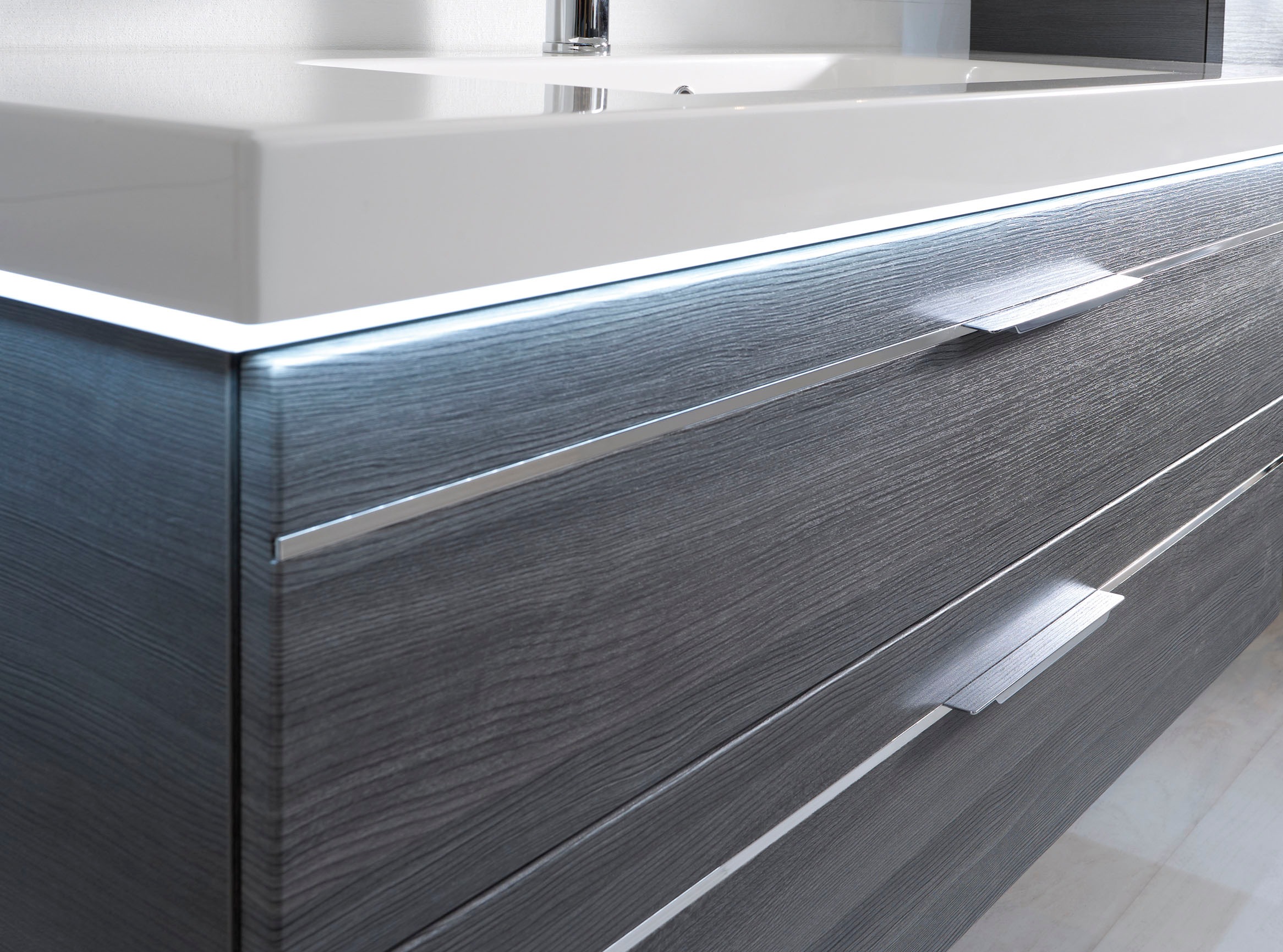 Saphir Waschtisch »Serie Balto Mineralmarmor-Waschtisch mit Unterschrank, 147,8 cm breit«, Doppel-Waschplatz mit 4 Schubladen, in verschiedene Ausführungen