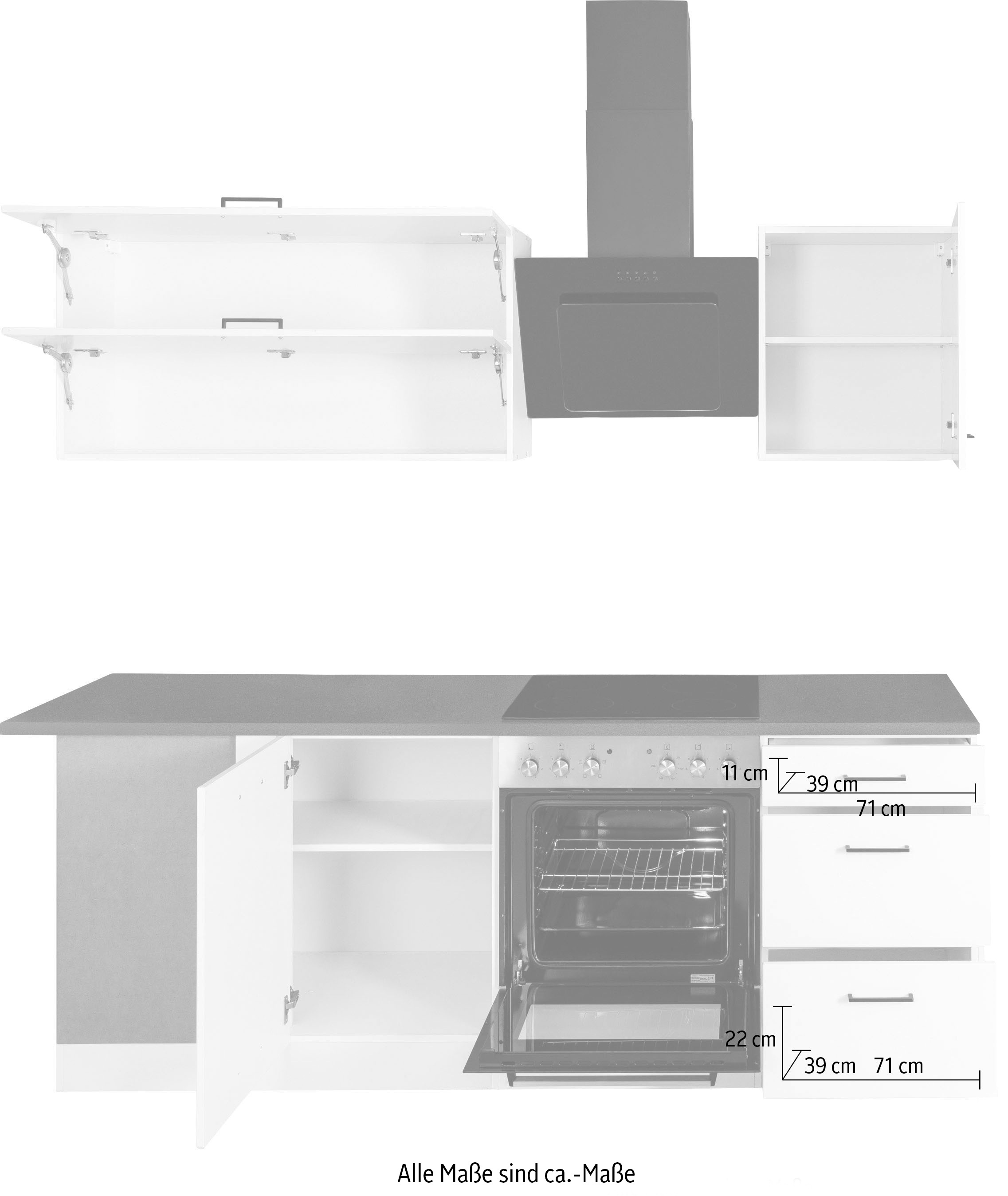 HELD MÖBEL Winkelküche »Trier«, ohne E-Geräte, Stellbreite 220/220 cm