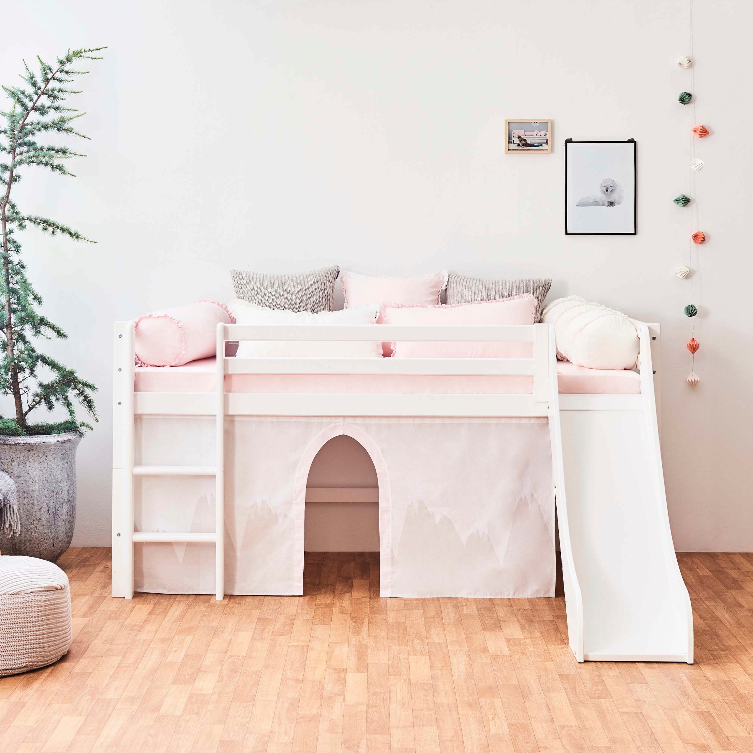 Hoppekids Hochbett ""Winter Wonderland"" Set, 4 Stk. tlg. 90x200 mit Rutsch günstig online kaufen