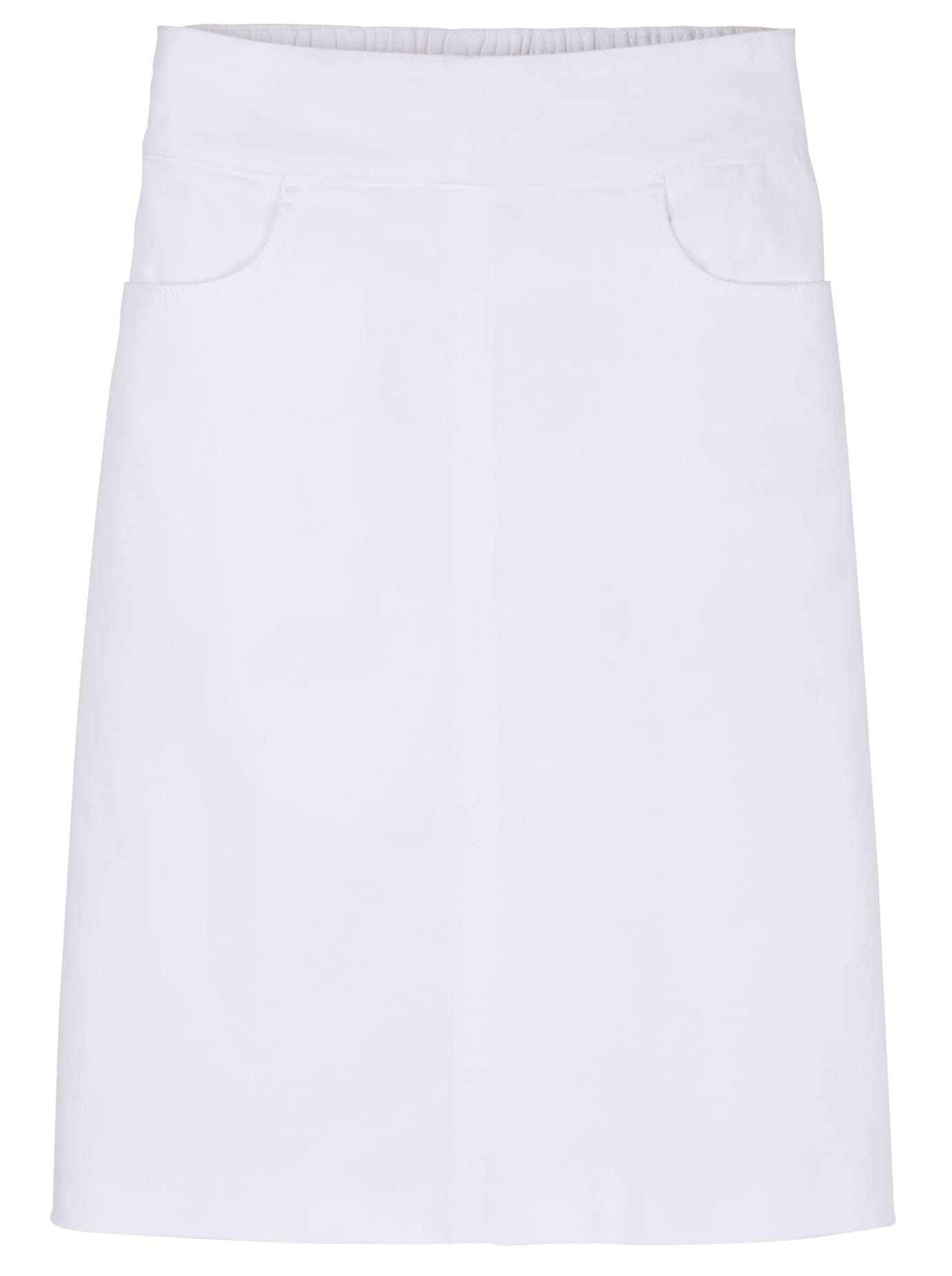Jeansrock CLASSIC BASICS, Damen, Gr. 56, weiß, 81% Baumwolle, 17% Polyester, 2% Elasthan, 98% Baumwolle, 2% Elasthan, unifarben, knielang, Röcke Jeansrock 3