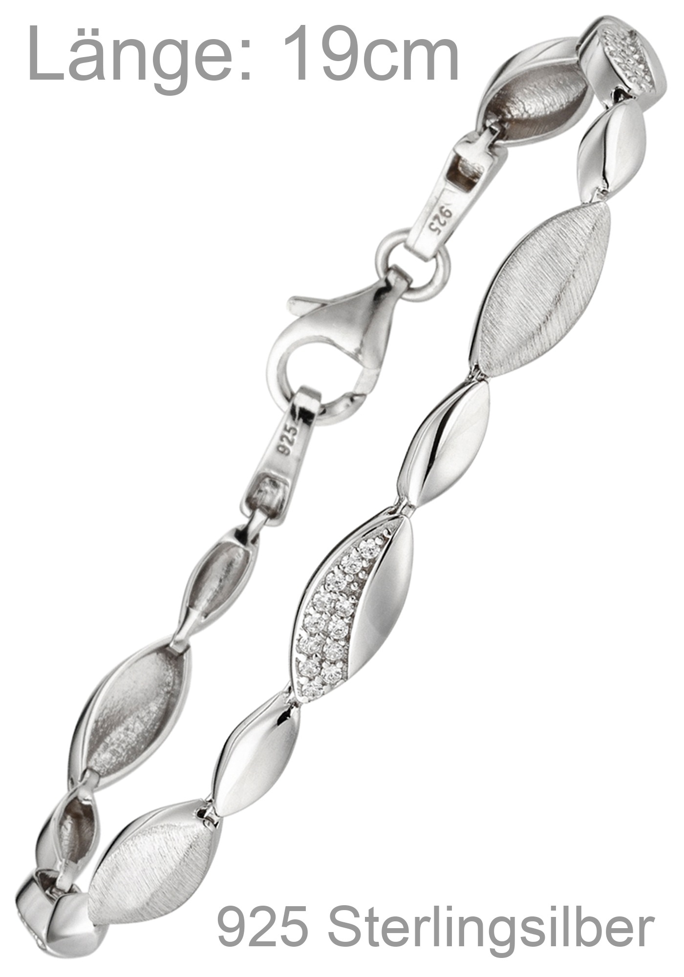 JOBO Armband »Silberarmband« 925 Silber rhodiniert mit 36 Zirkonia 19 cm