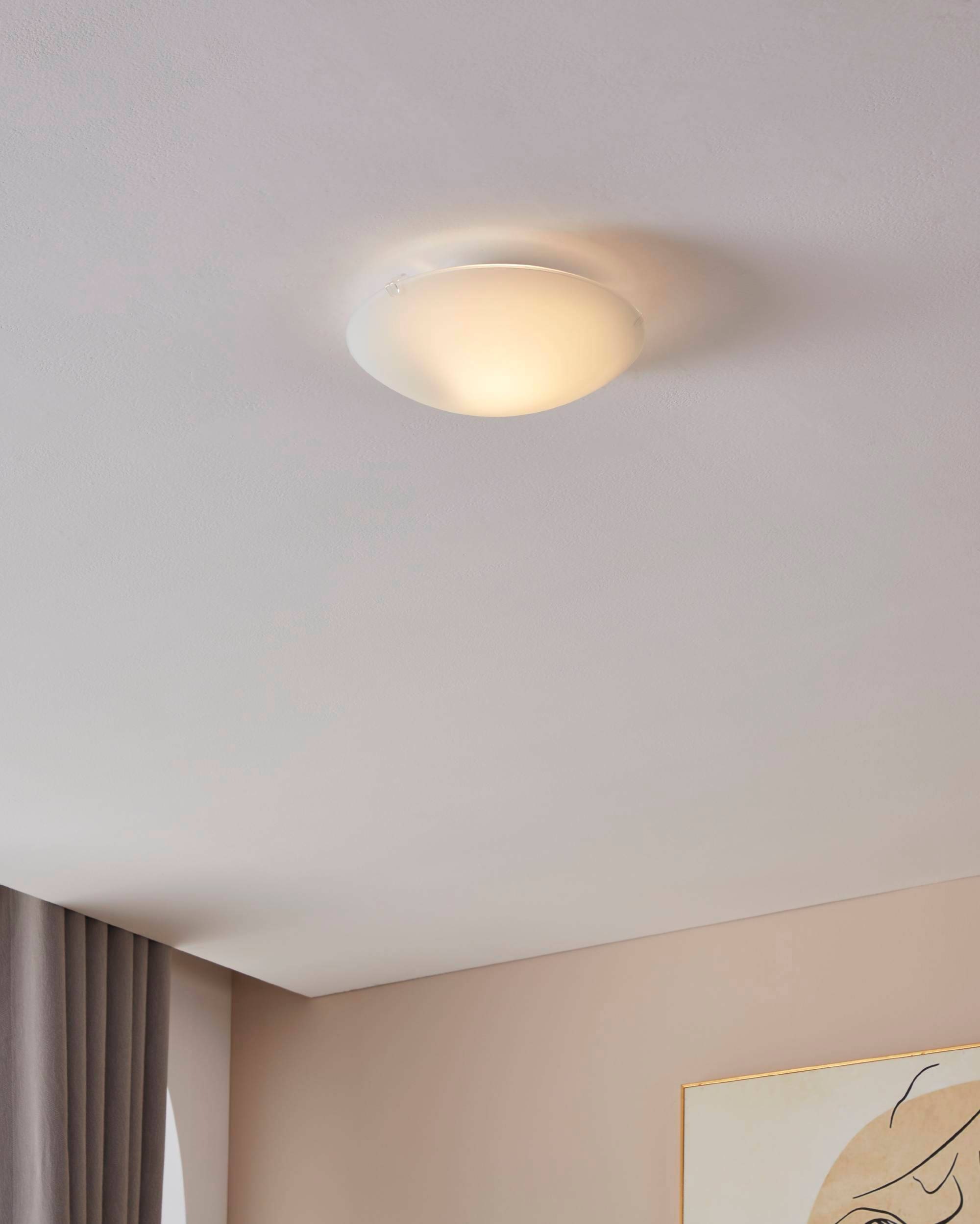 EGLO LED Deckenleuchte »MARS runde Wandlampe für innen, aus Stahl und Glas«, 1 flammig, Leuchtmittel E27 | ohne Leuchtmittel, Wandleuchte innen, Deckenleuchte Glas und Stahl, Lampe, E27 Fassung