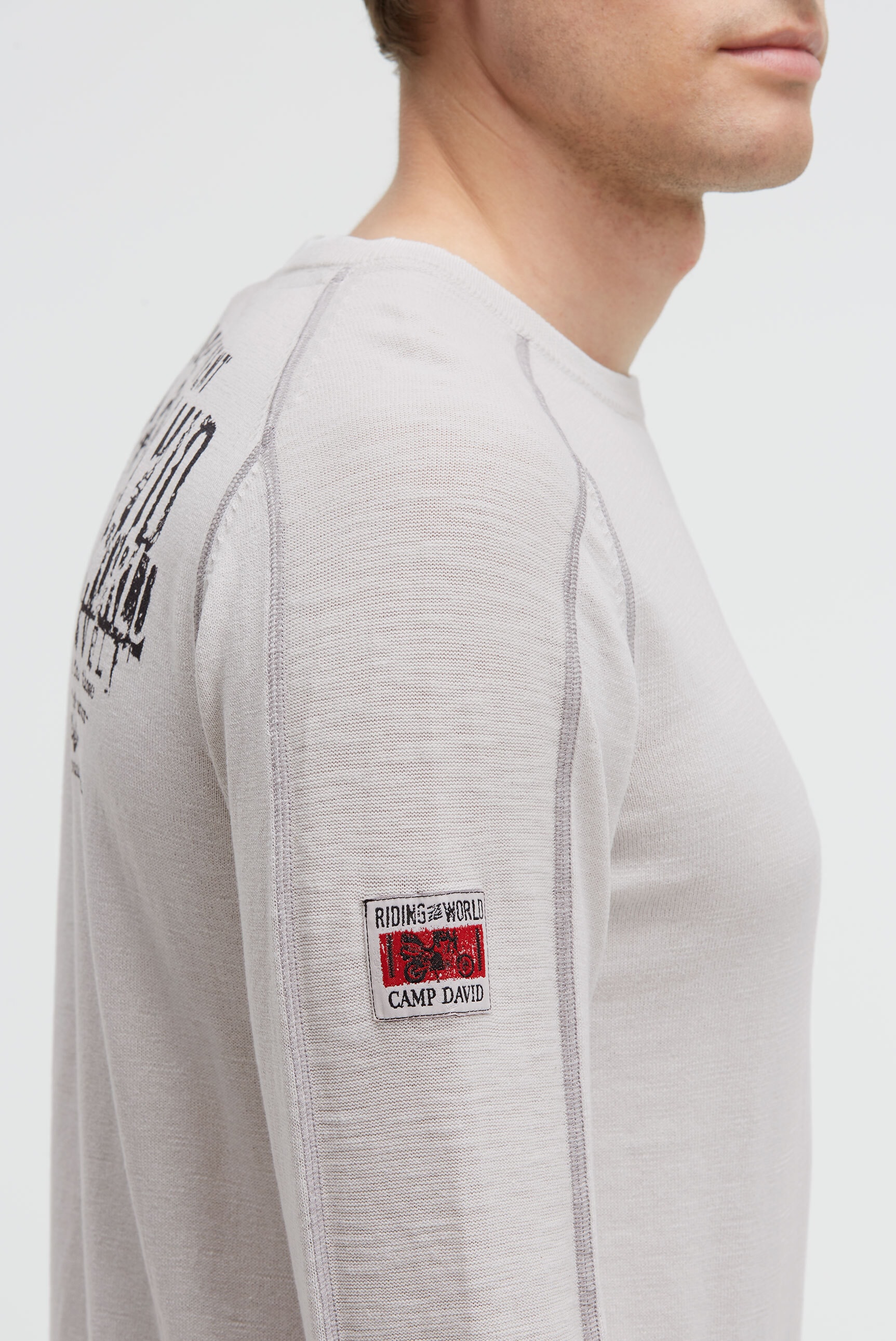 CAMP DAVID Rundhalspullover aus Baumwolle
