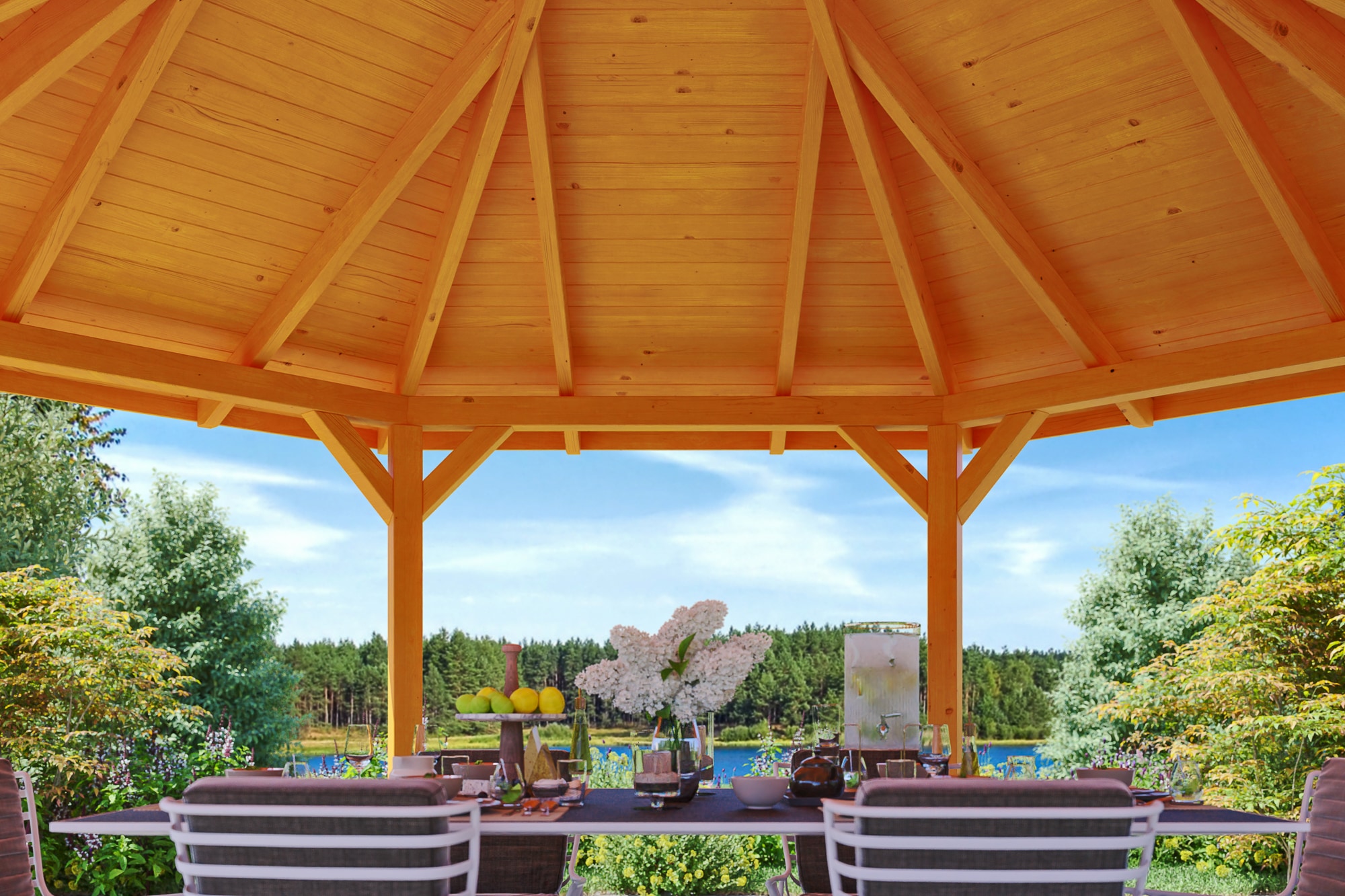Skanholz Holzpavillon »Nancy 3«, Leimholz, 393 x 340 cm