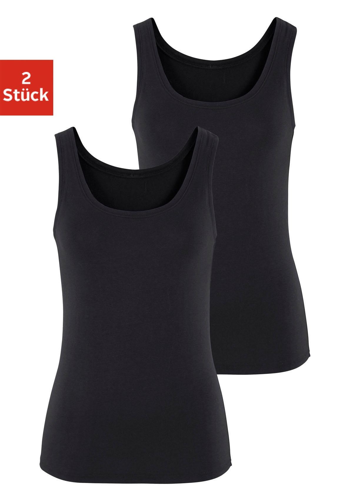 Vivance Tanktop, (2er-Pack), aus elastischer Baumwoll-Qualität, Strandtop