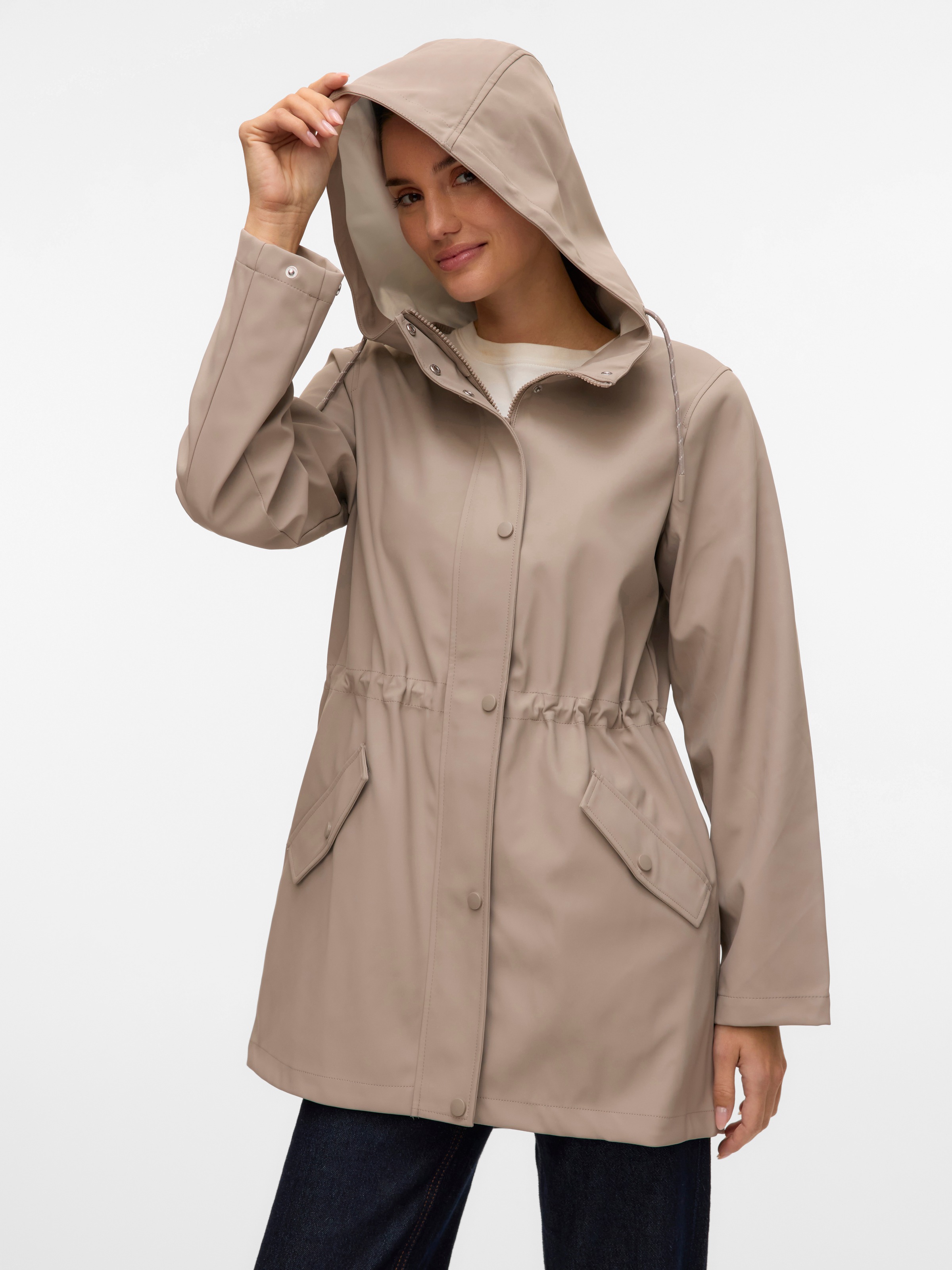 Vero Moda Regenjacke "VMMALOU COATED JACKET" mit Kapuze Lederimitat günstig online kaufen