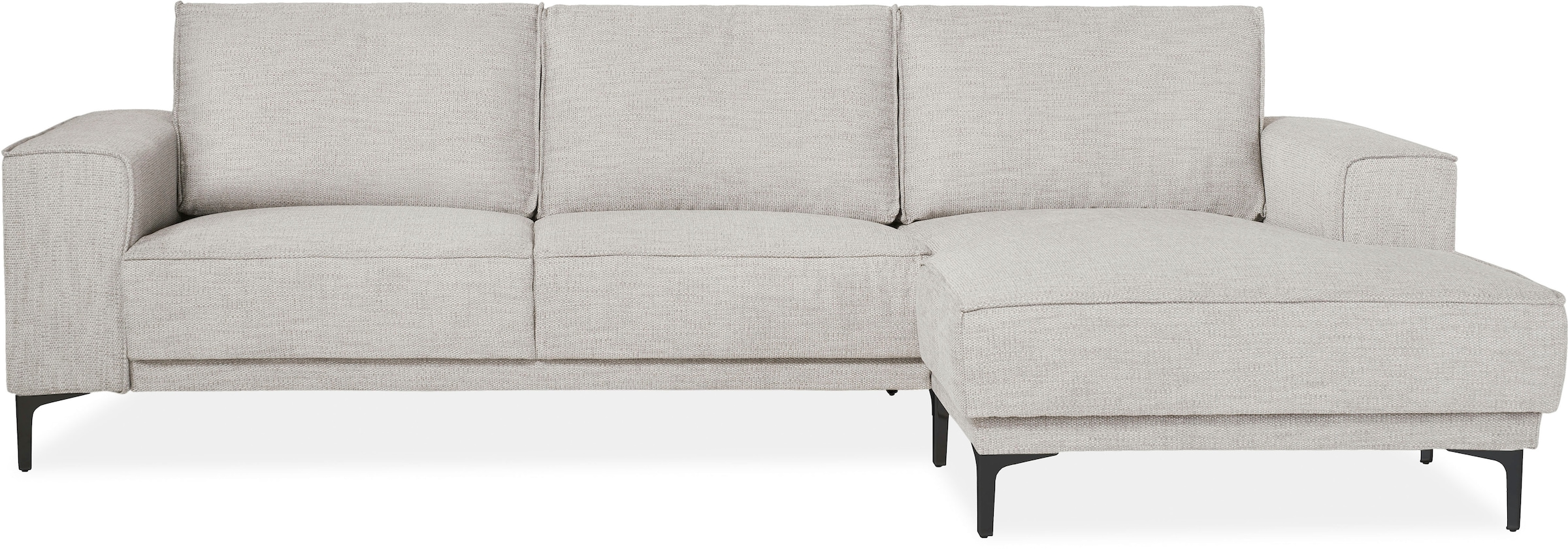 Places of Style Ecksofa »Polsterecke Oland, Struktur, Flachgewebe, Luxus-Microfaser, Boucle«, L-Form, 280 cm, Wellenunterfederung, Skandi-Design, Metallfüße