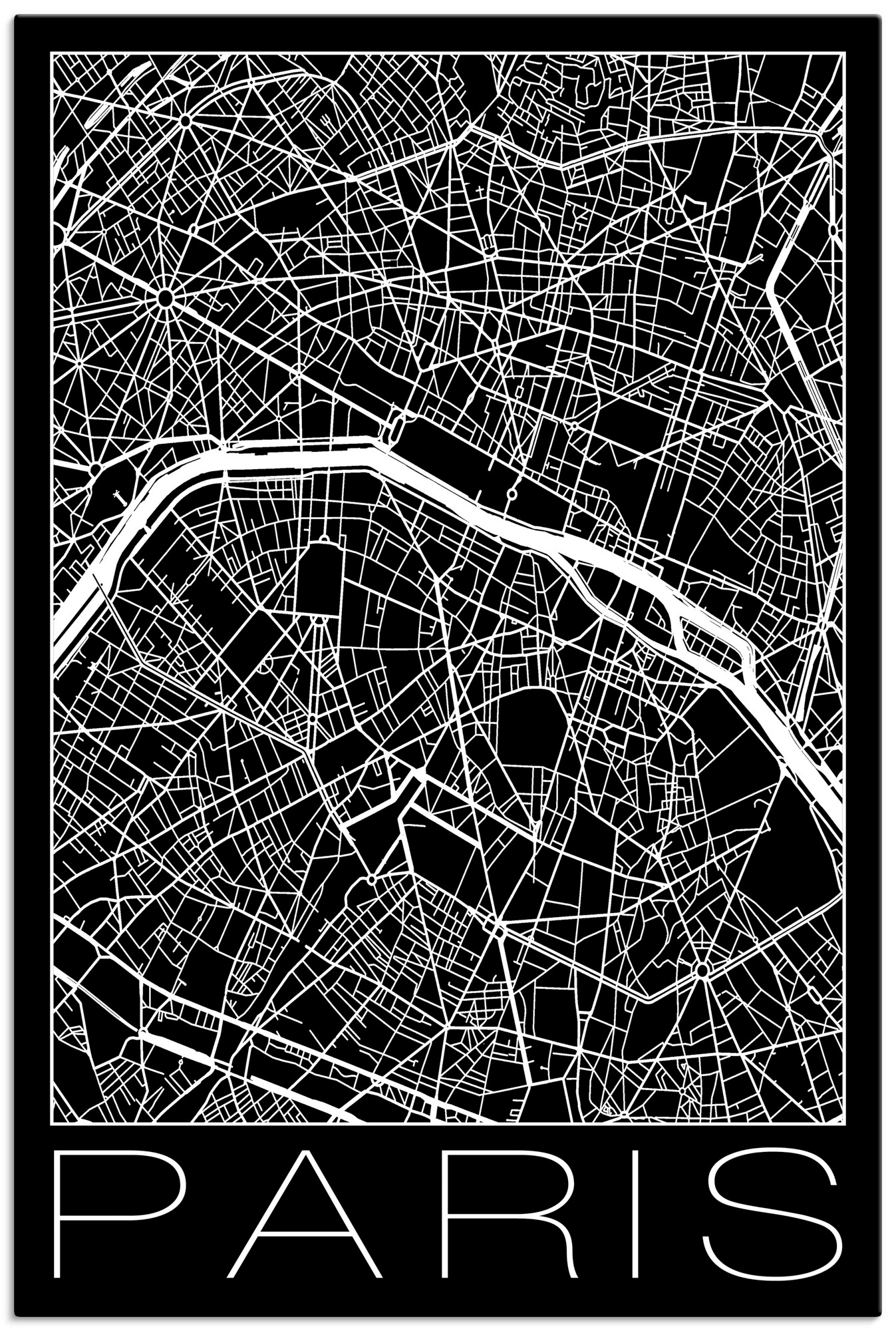Artland Wandbild »Retro Karte | oder Paris Poster Alubild, Schwarz«, in Größen Wandaufkleber Leinwandbild, versch. St.), Frankreich, (1 als BAUR Frankreich bestellen