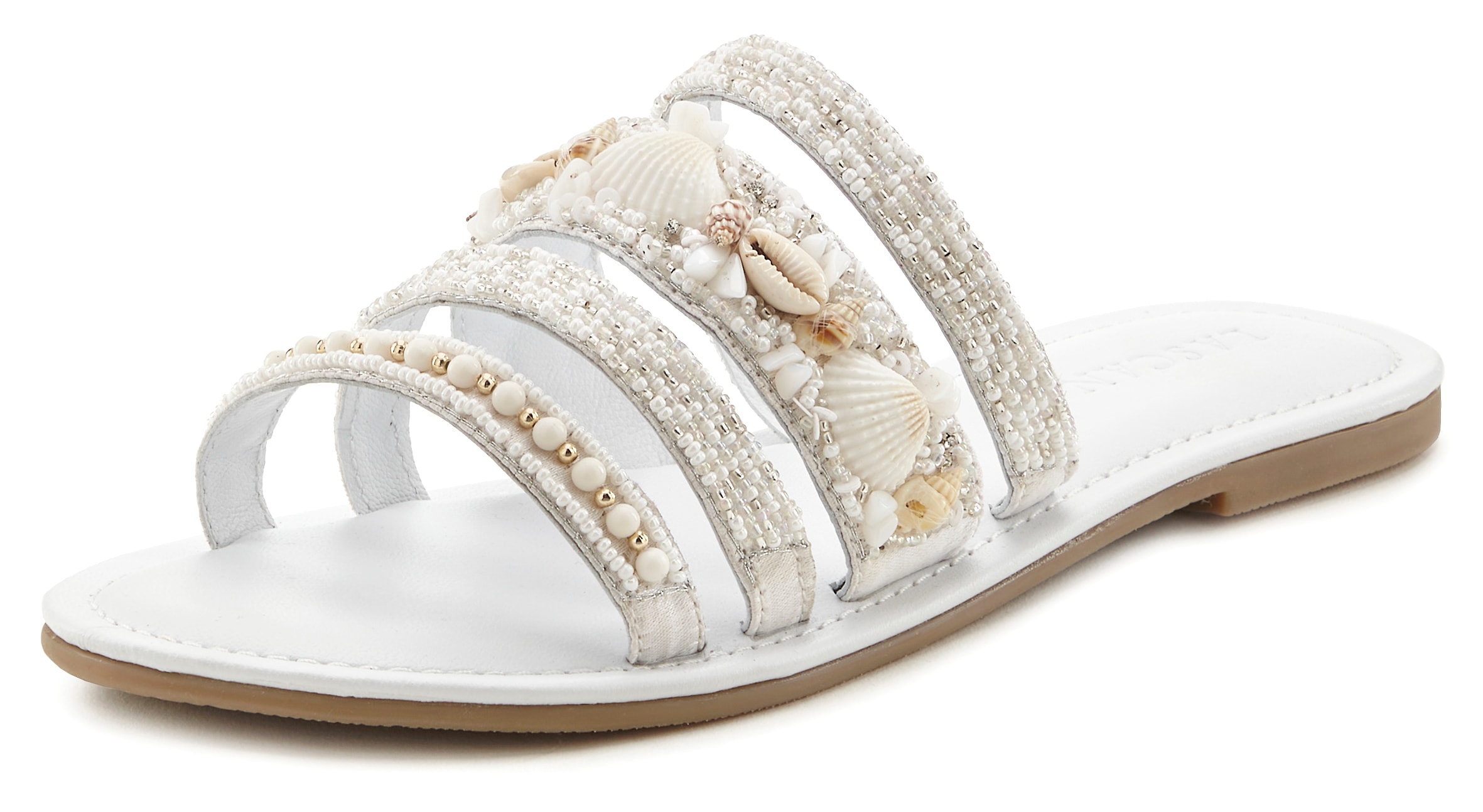 LASCANA Pantolette »Sandale, Sommerschuh, Mule,«, mit aufwendig verzierten Riemchen