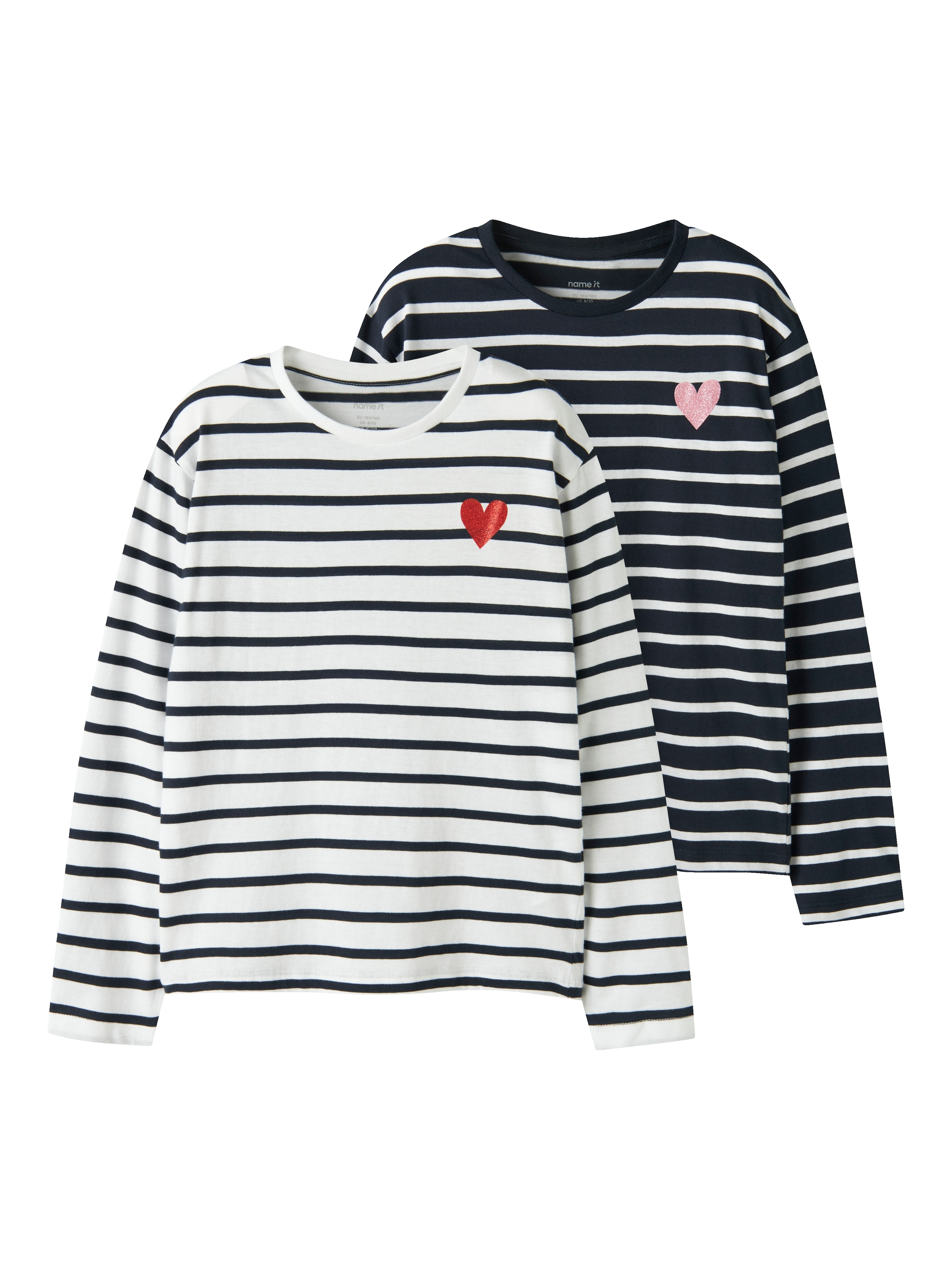 Name It Langarmshirt "NKFTOVELINA 2P LS NREG TOP PB" Packung, 2