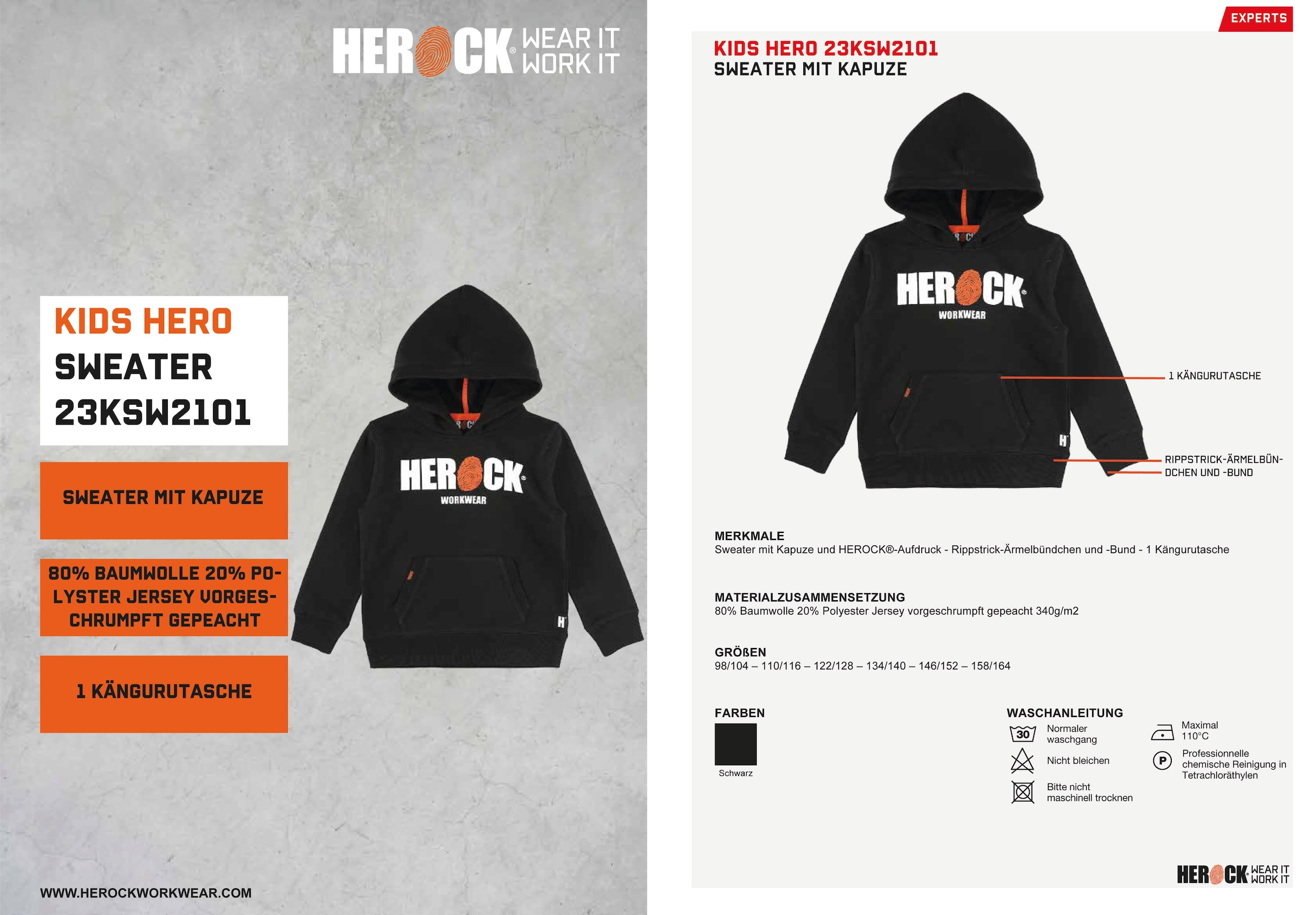 online (mit Kangurutasche, Herock®-Aufdruck), angenehm sehr | BAUR Kindersweater, bestellen Herock weich und Hoodie KIDS«, »HERO