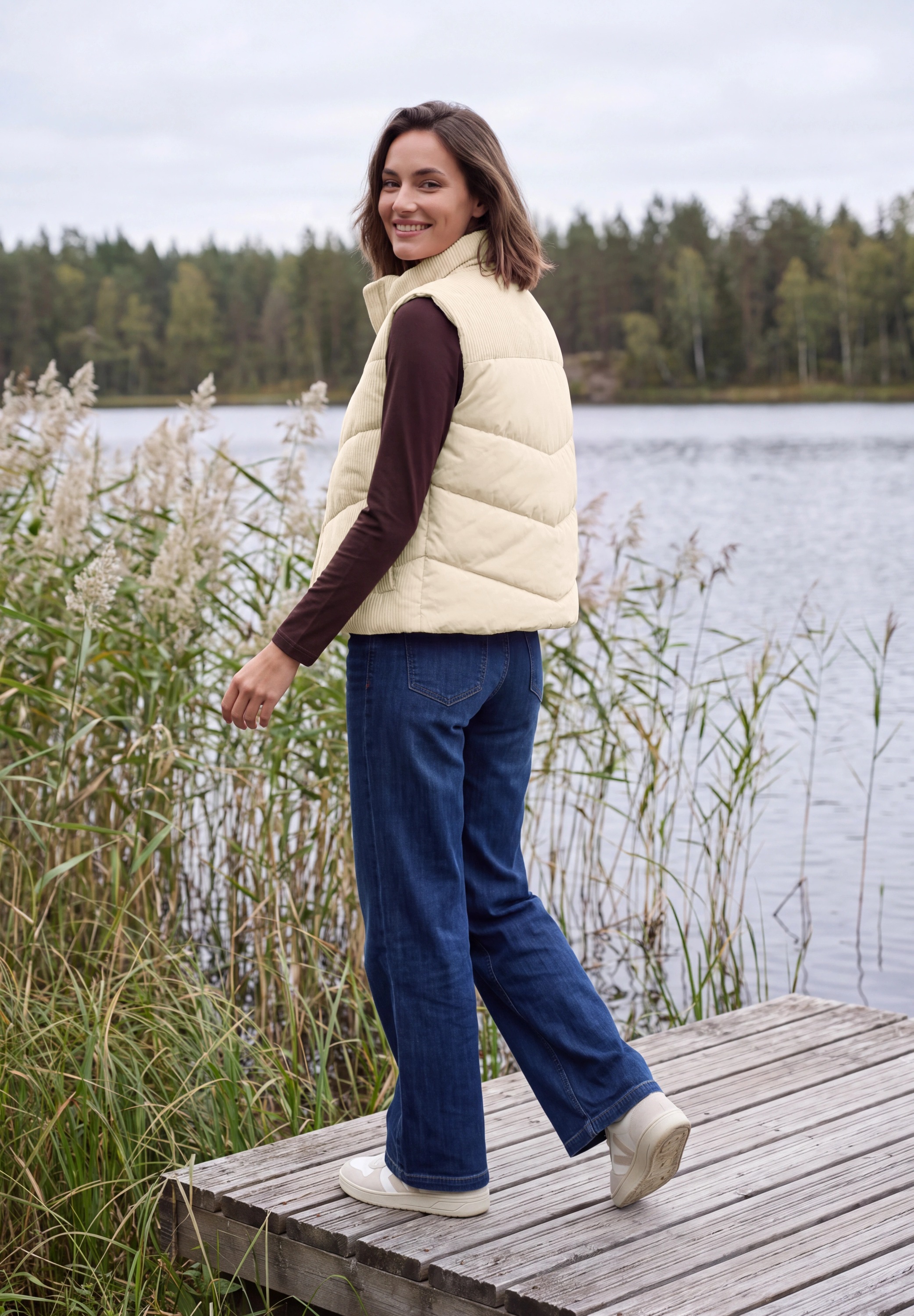 Cecil Cordweste mit Steppmuster und Zipper