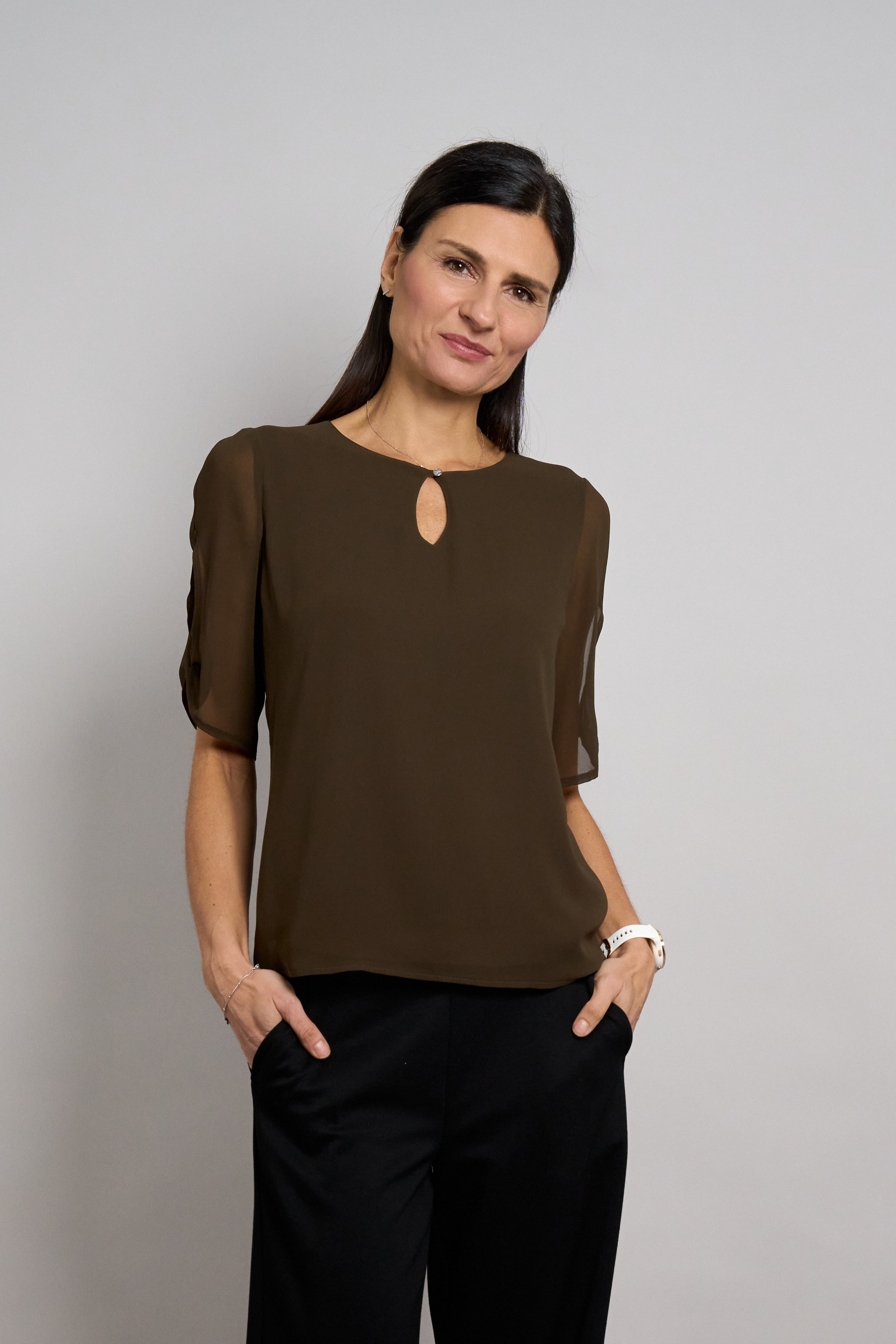Seidel Moden Chiffonbluse "Otto exclusiv" Halbarm mit Cut-Out-Detail und Gl günstig online kaufen