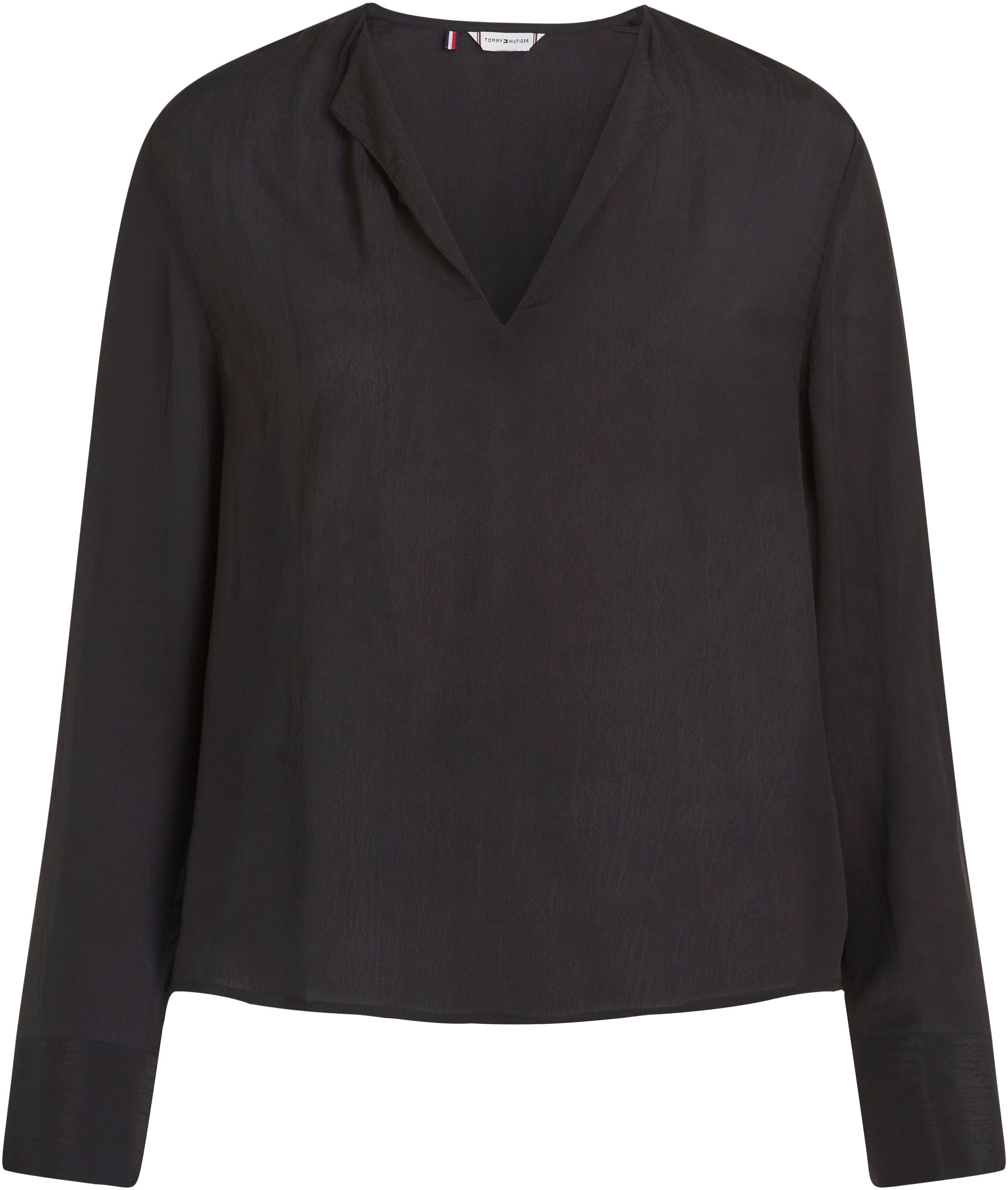 Langarmbluse BLOUSE«, kaufen Hilfiger V-NECK BAUR | für in Tommy Unifarbe CREPE »VISCOSE