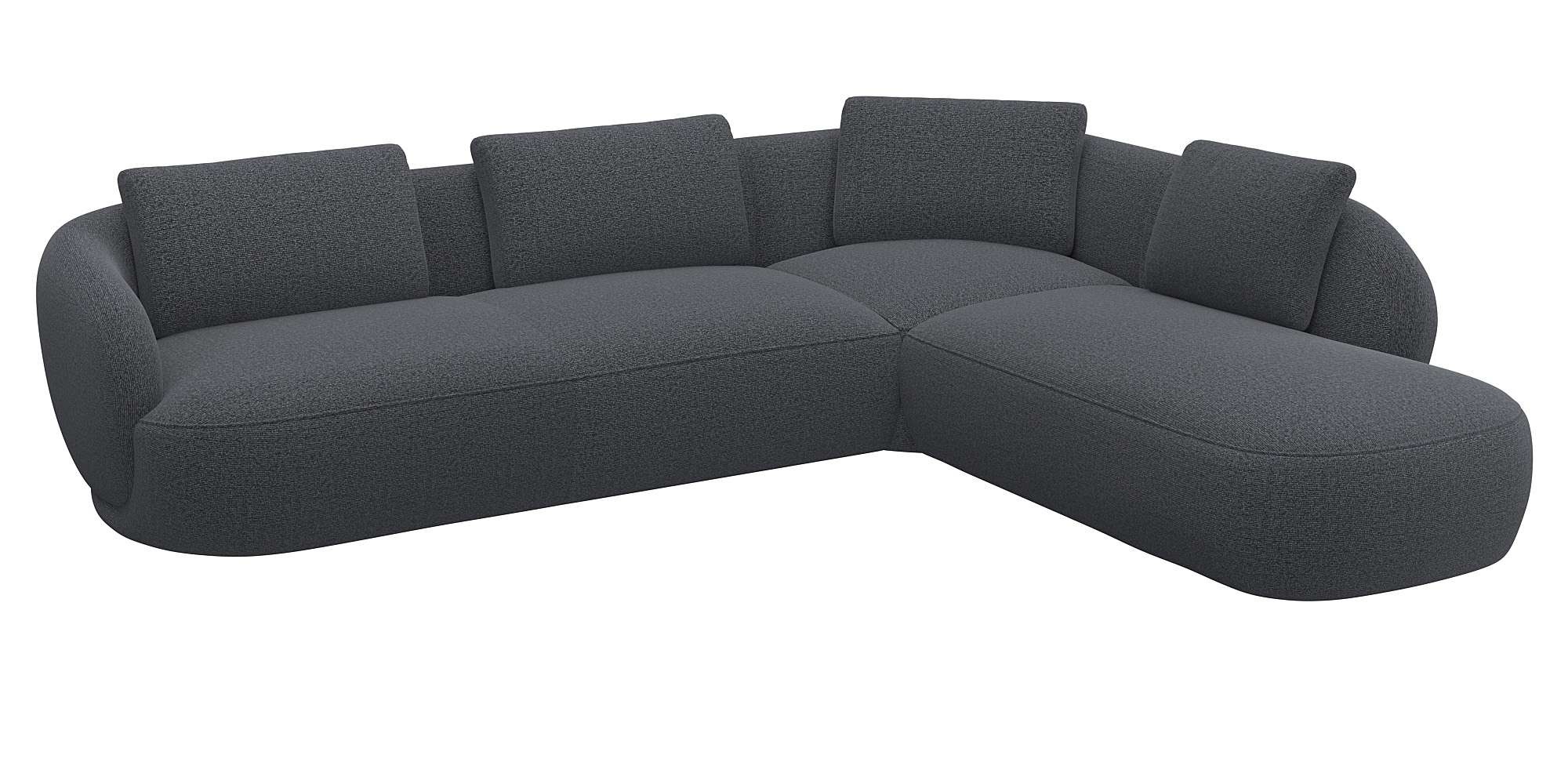FLEXLUX Ecksofa "Torino, rund, L-Form, Sofa-Ecke mit Ottomane", Modernes, o günstig online kaufen