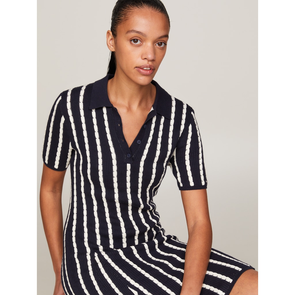 Tommy Hilfiger Polokleid »CABLE F&F POLO SS SWT DRESS«, mit Mini-Zopfmuster