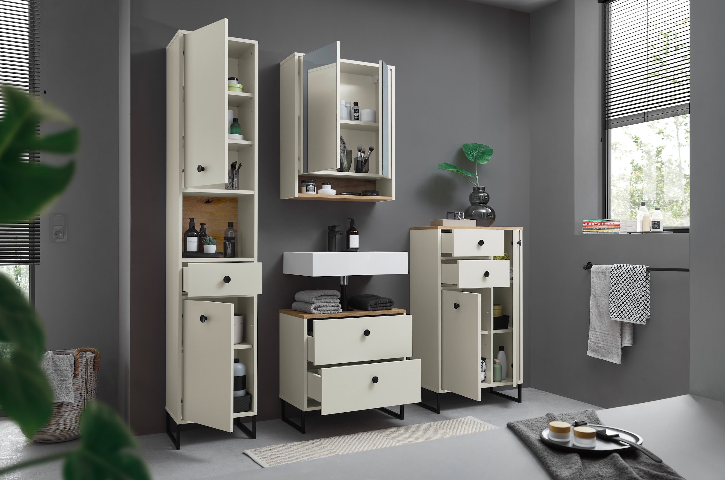 BASIC by Balculina Spiegelschrank »Linea« 1 Stk. tlg. Breite 60cm, Melaminbeschichtung