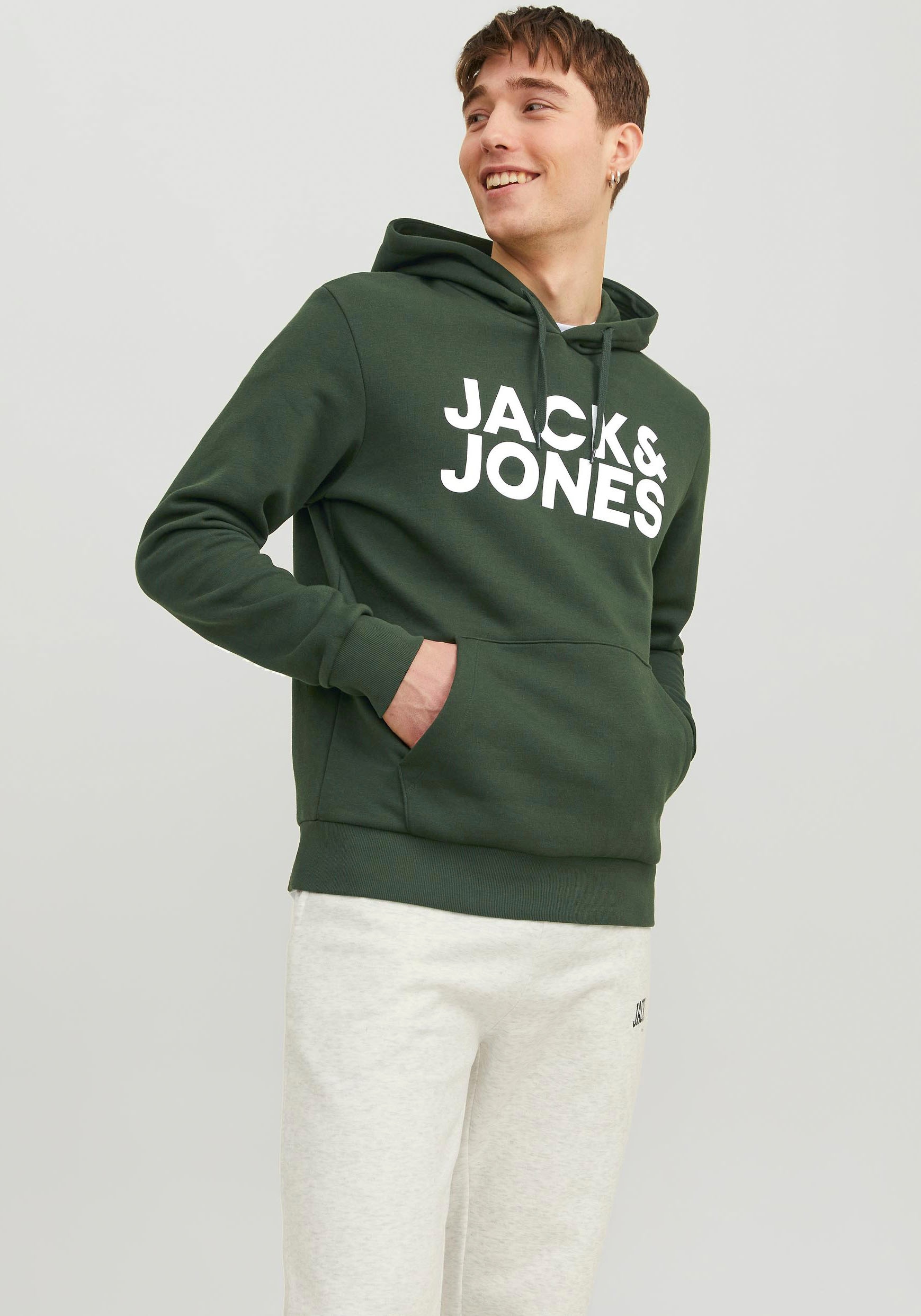 Jack & Jones Kapuzensweatshirt "JJECORP LOGO SWEAT HOOD NOOS", mit Logo Print