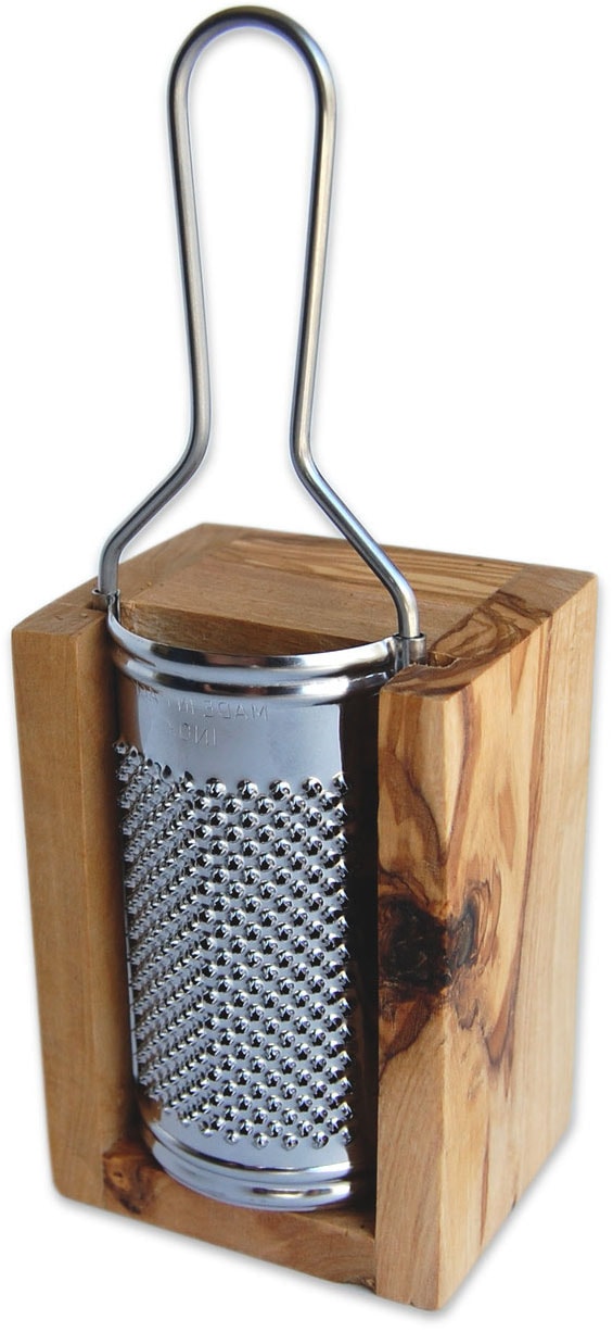 Olivenholz-erleben Käsereibe "für Hartkäse, aus Edelstahl mit Olivenholzbox günstig online kaufen