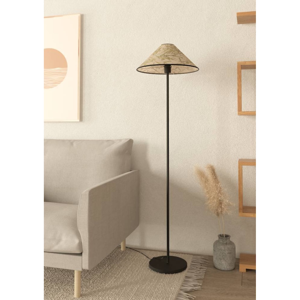 EGLO Stehlampe »OXPARK«, 1 flammig-flammig, Standleuchte, Stehleuchte, Textil mit Bambus-Blättern, Wohnzimmer