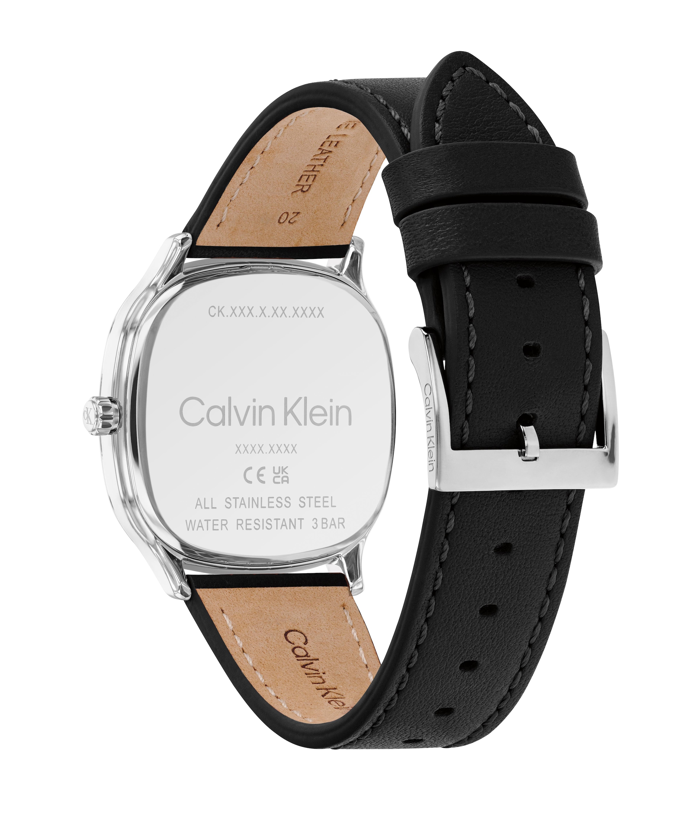 Calvin Klein Quarzuhr »CK SHAPE« Armbanduhr, Damenuhr, Herrenuhr, Lederarmband, analog