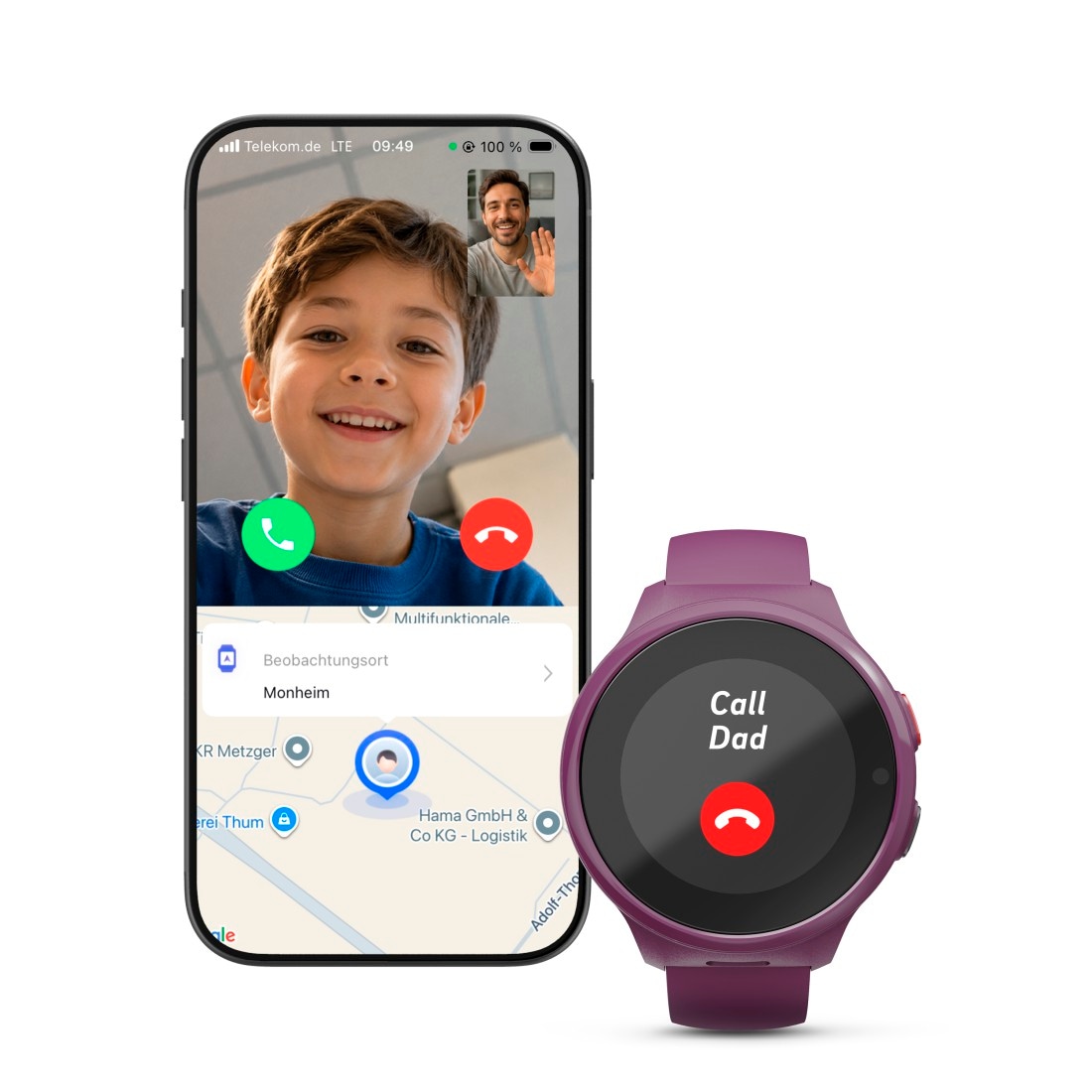 Hama Smartwatch »Kinder-Smartwatch (GPS, Telefonfunktion, Schulmodus, SOS)«(30,4)