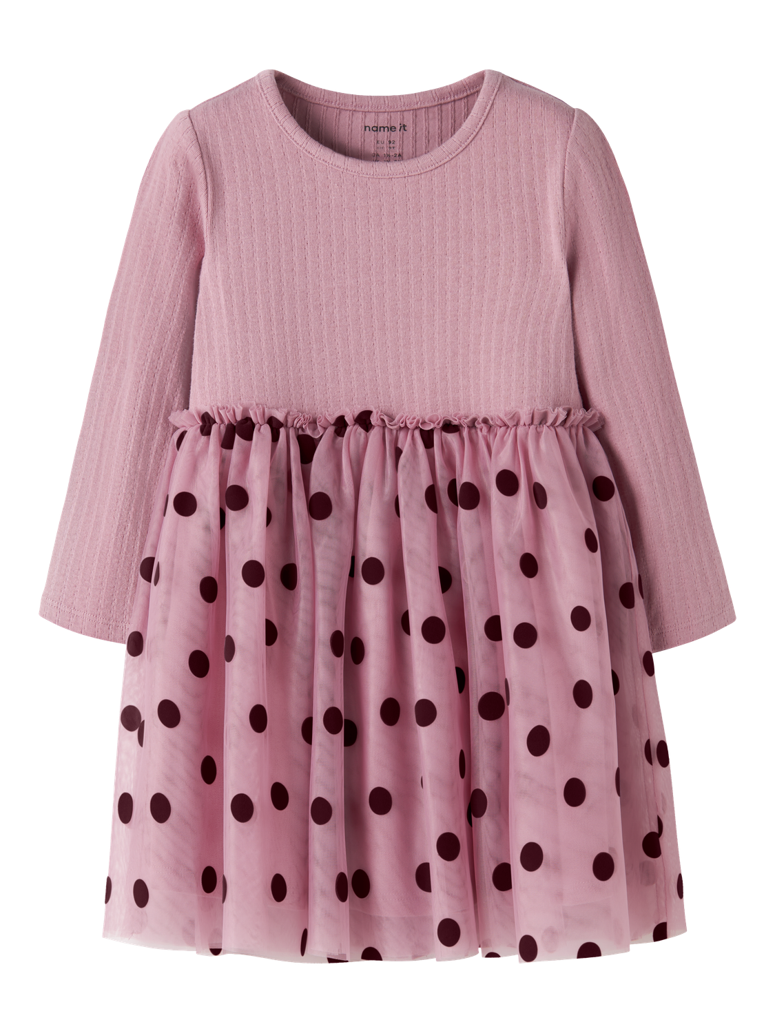 Name It Minikleid "NMFNAGINA LS TULLE DRESS" Baumwollmischung, regular fit