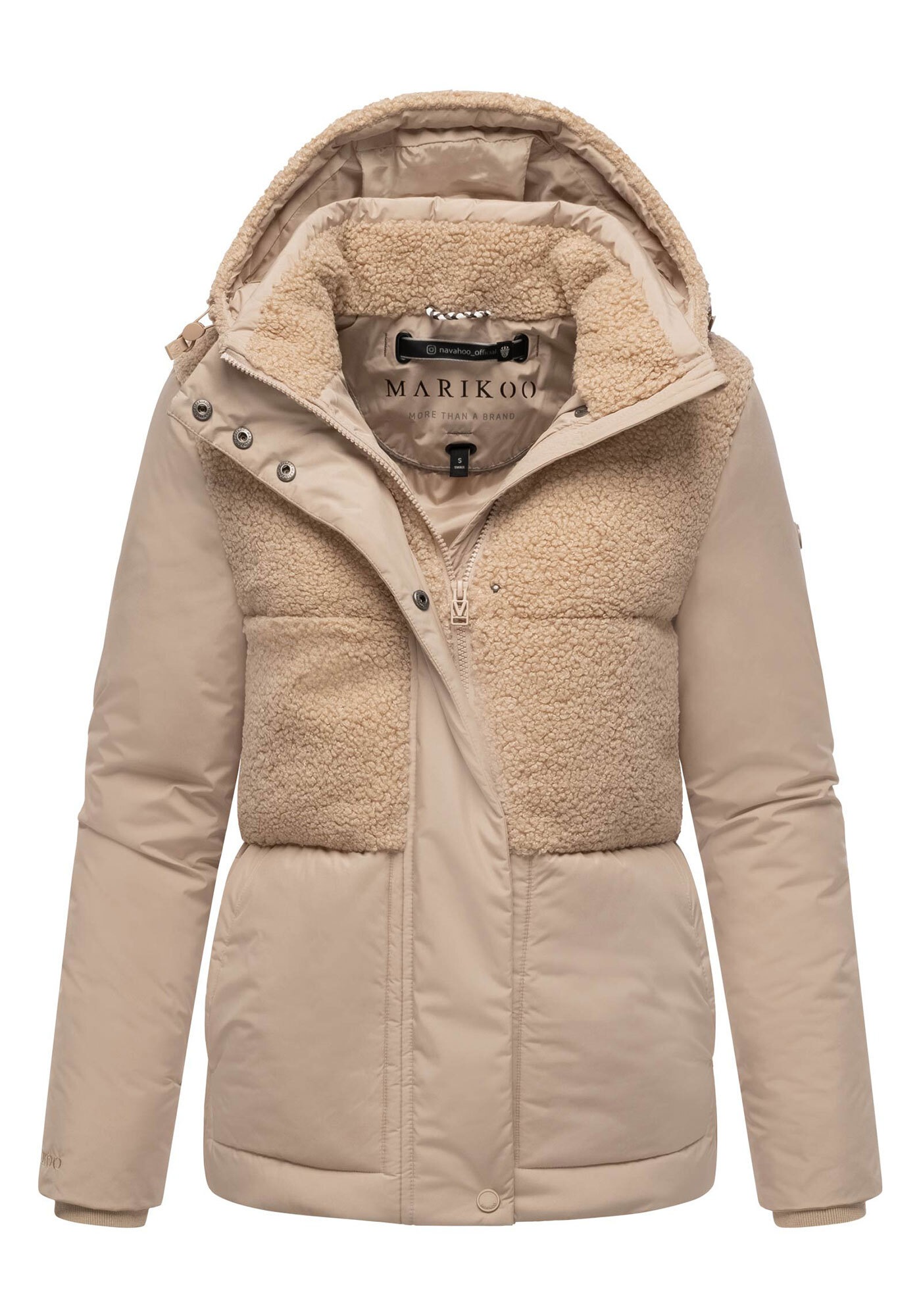 Marikoo Winterjacke »Sheeta«, Kombination aus Teddyfleece und glattem Material