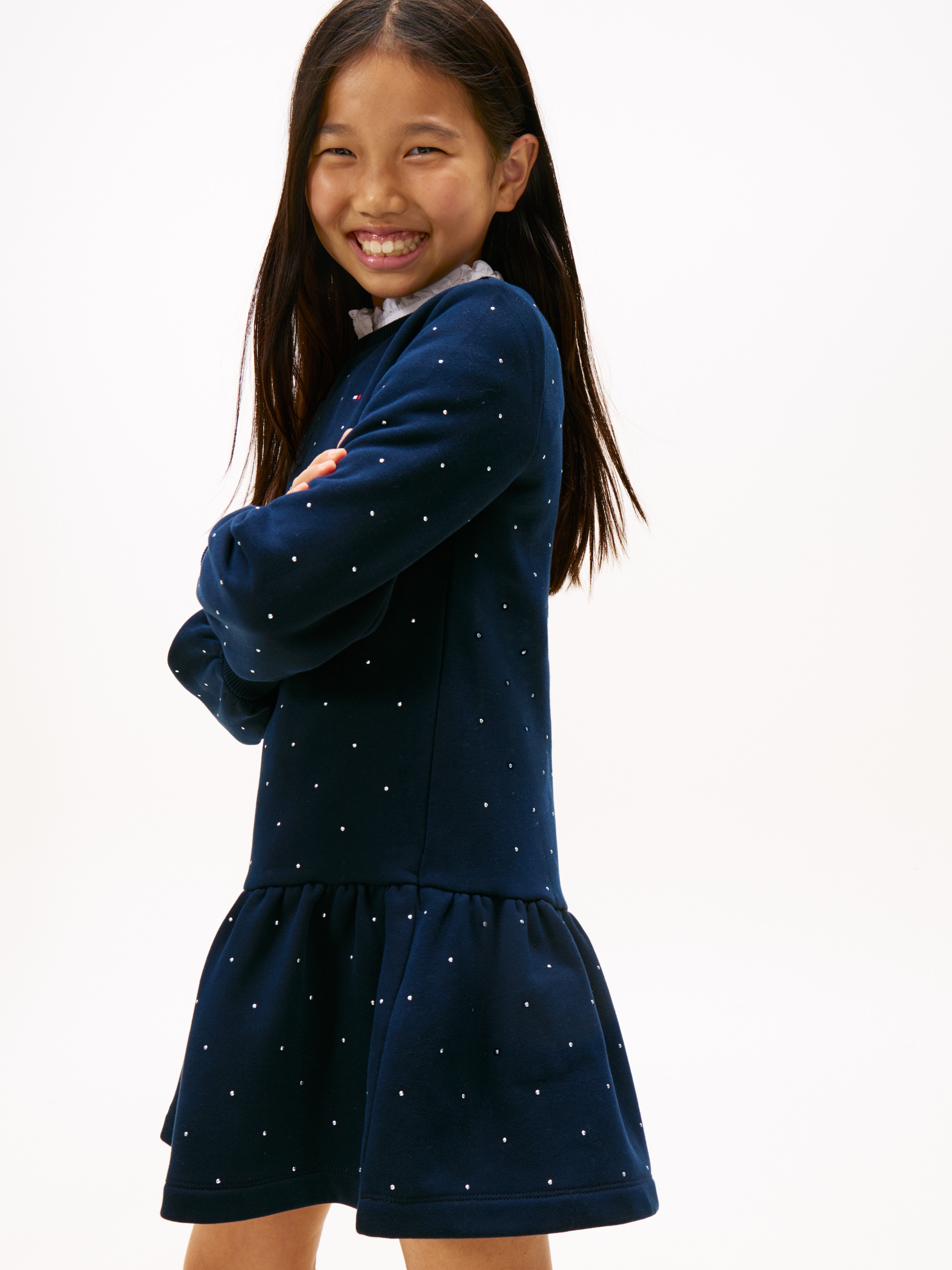 Tommy Hilfiger Jerseykleid »FESTIVE STUD HWK DRESS LS« Ohne Tasche Regular fit, für Kinder bis 16 Jahre