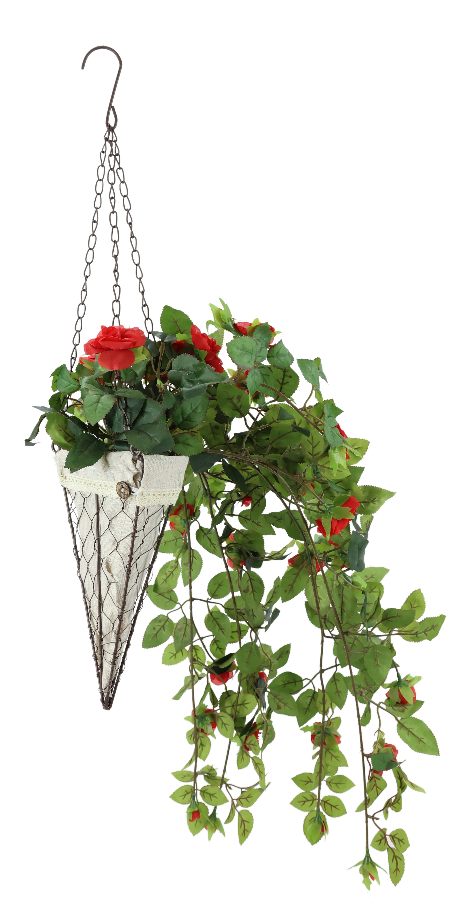 I.GE.A. Kunstpflanze »Künstlicher Rosenbusch im Korb«, Rosen Deko Kunstblumen Seidenblumen Blumen Blumengirlande Rosenranke