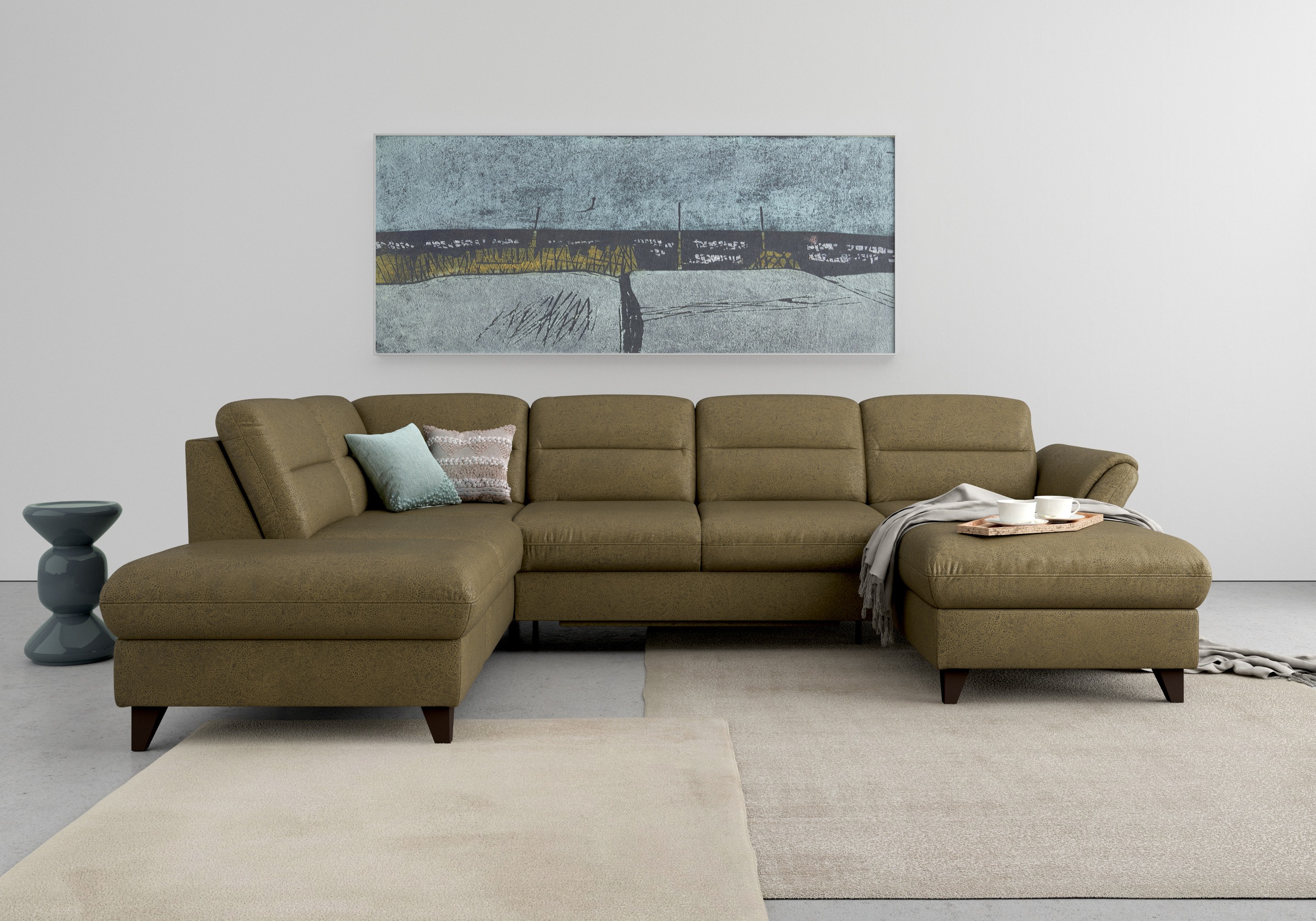 sit&more Wohnlandschaft "Mellum U-Form" Federkern, wahlweise mit Schlaffunktion, Stauraum und Armteilfunktion