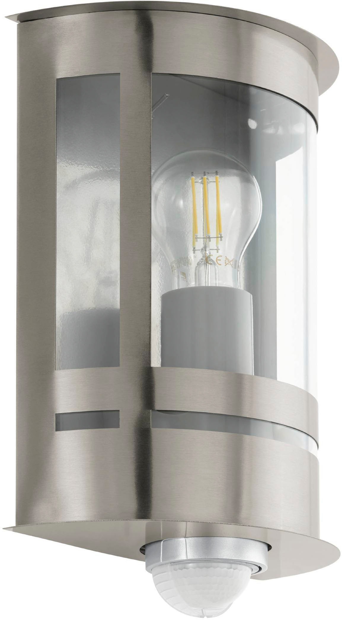 EGLO Wandleuchte »Tribano Außen-Wandlampe, Außenleuchte, silber, Wandleuchte, E27, IP44« E27 1 Stk. Wand-/Deckenleuchte - L20 x H26 x AL10 cm - edelstahl - 1X60W exkl.