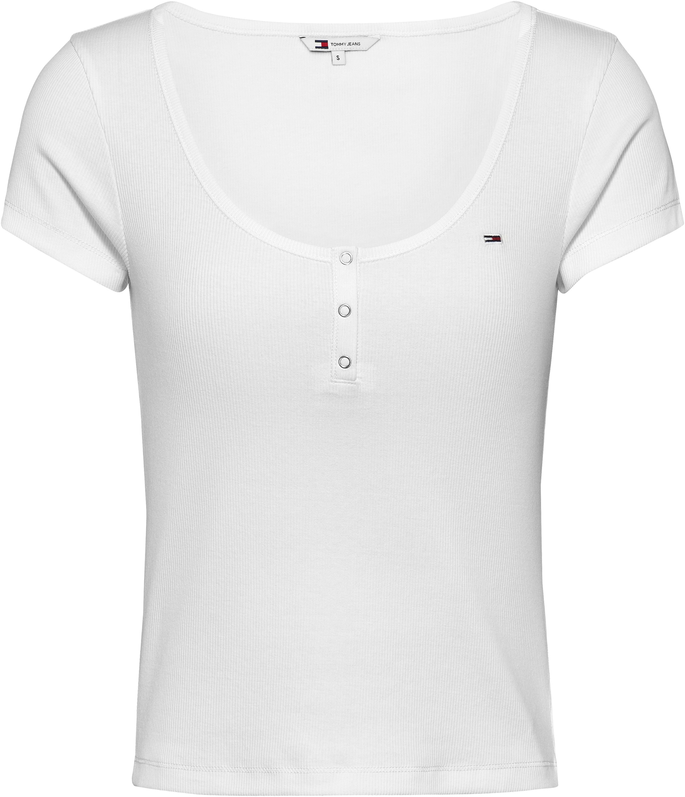 Tommy Jeans Rundhalsshirt »TJW SLIM HENLEY TOP SS«, mit Tommy Jeans Flagge