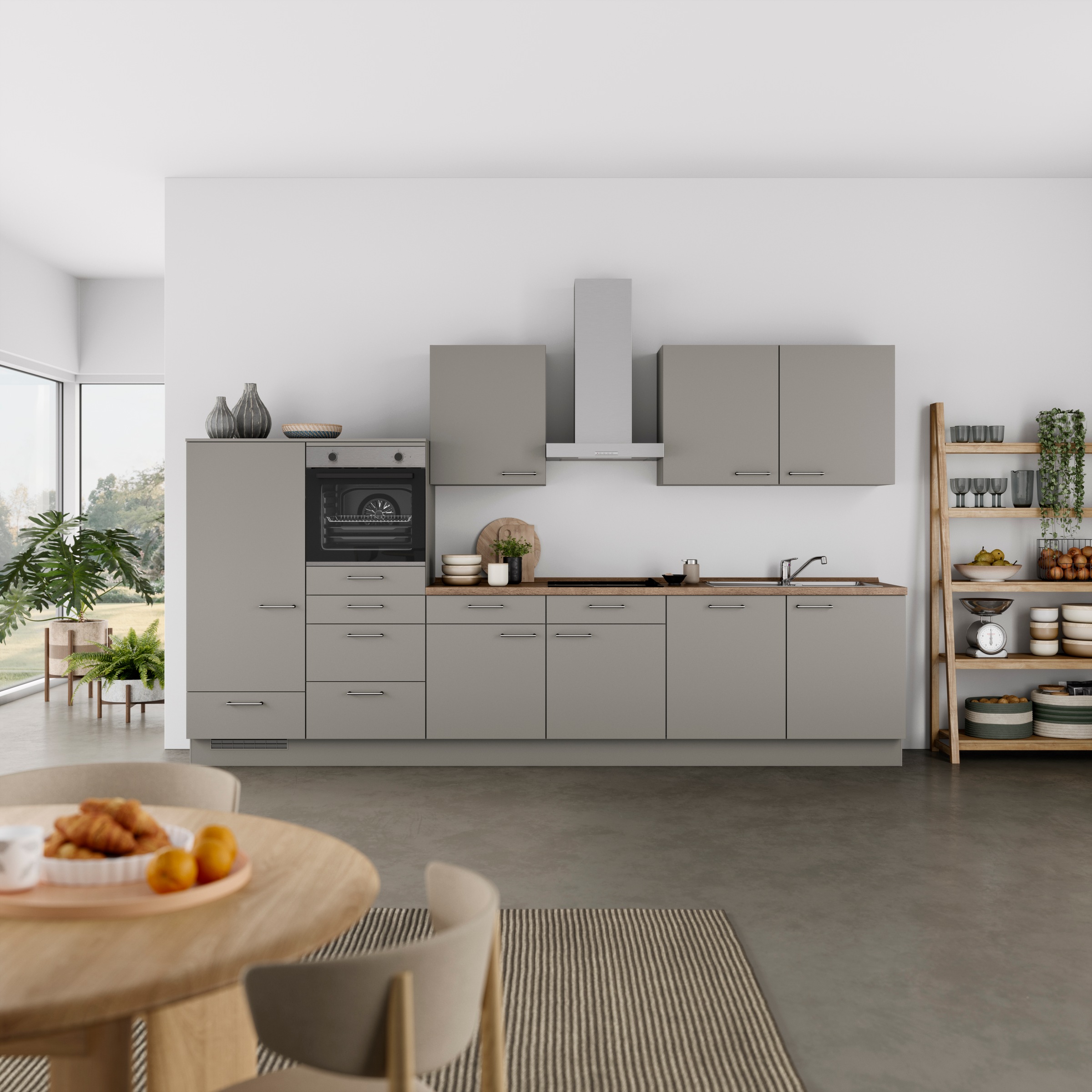 nobilia® Küchenzeile »"Laser I"«, vormontiert, Ausrichtung wählbar, Breite 360 cm, wahlw. mit E-Geräten