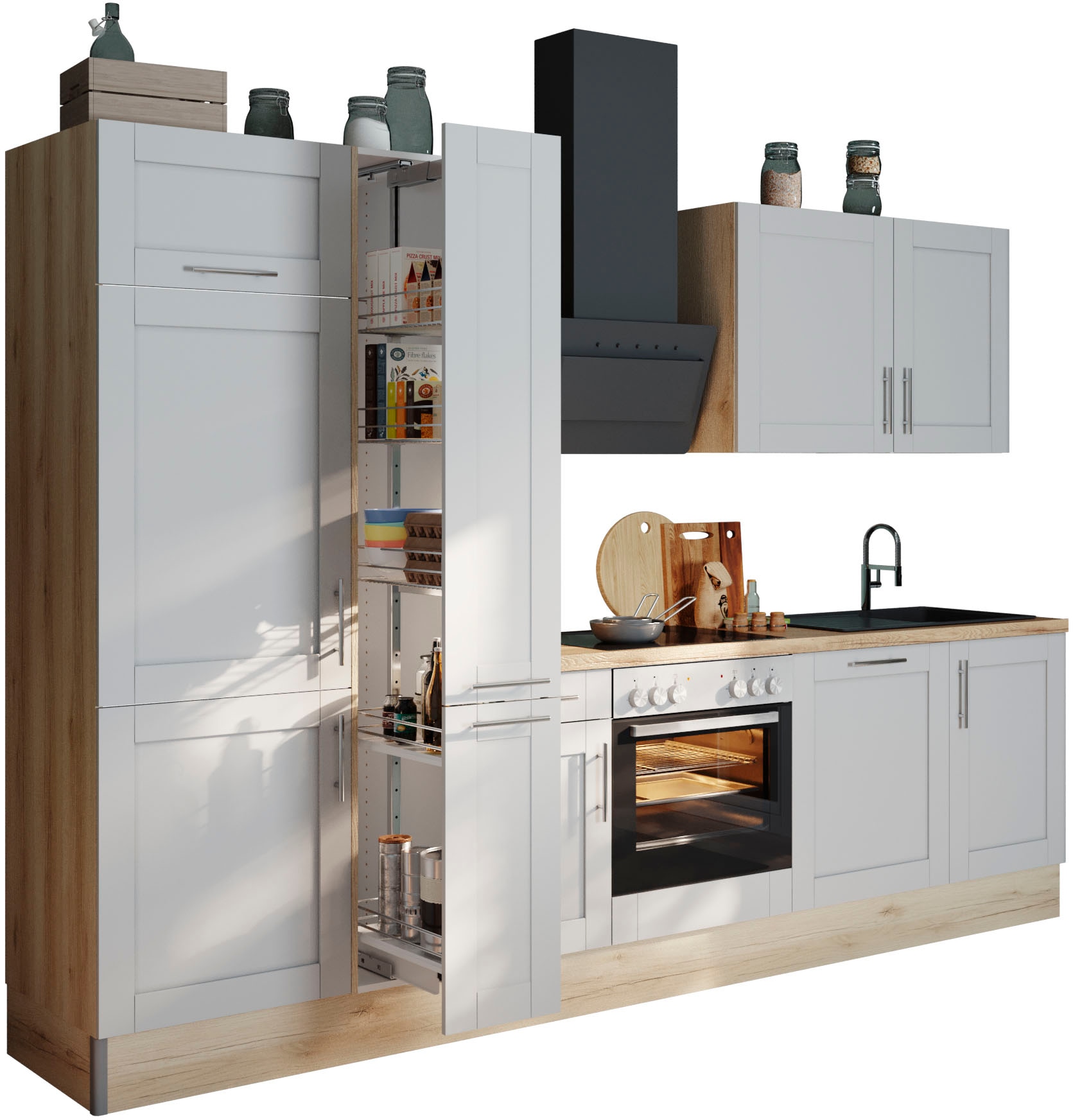 KOCHSTATION Küche "KS-Ahus", Breite 310 cm,wahlweise mit E-Geräten,MDF Fron günstig online kaufen