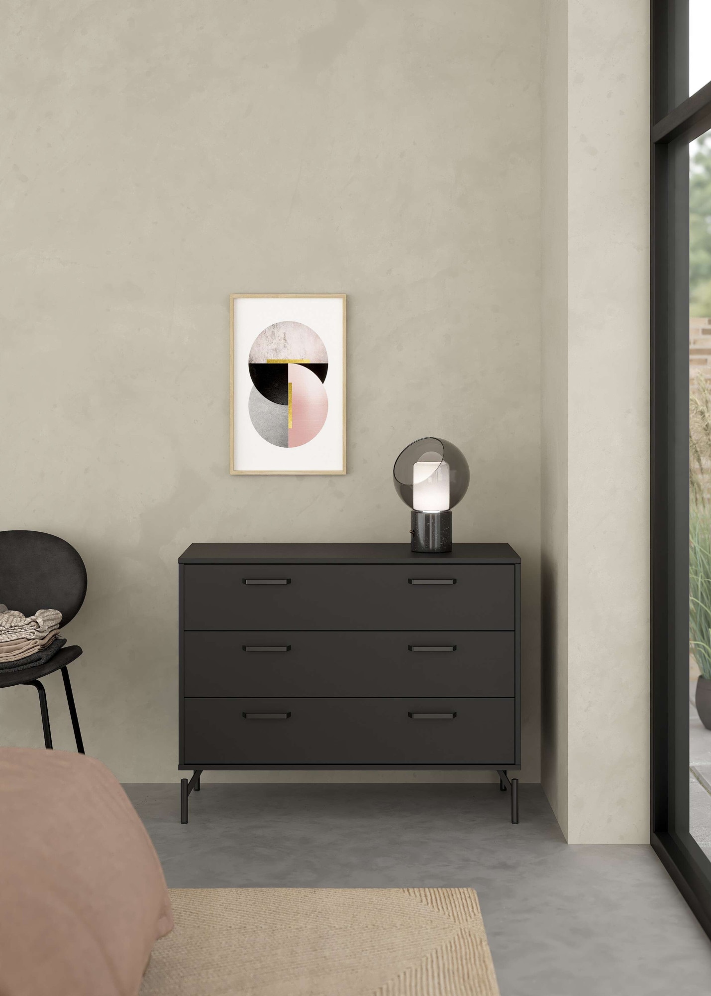 Home affaire Kommode "Dana, Aufbewahrung, Schubladenschrank, Stauraum" Sideboard mit 3 Schubladen, Metallbeine, Breite 99 cm
